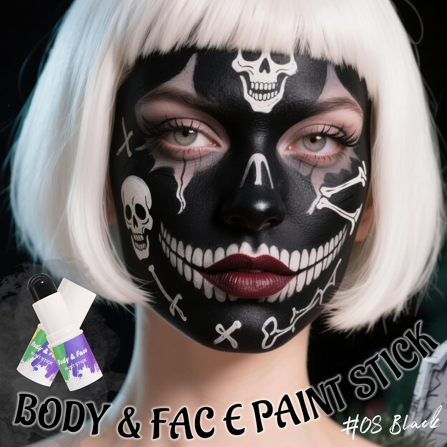 DAGEDA Black Face Paint Stick, Eye Black Stick for Football, Baseball, Lacrosse, Halloween, Cosplay Party SFX Professional Body Paint Makeup, Blendable, Waterproof Face Painting for Adults and Kids image number 2