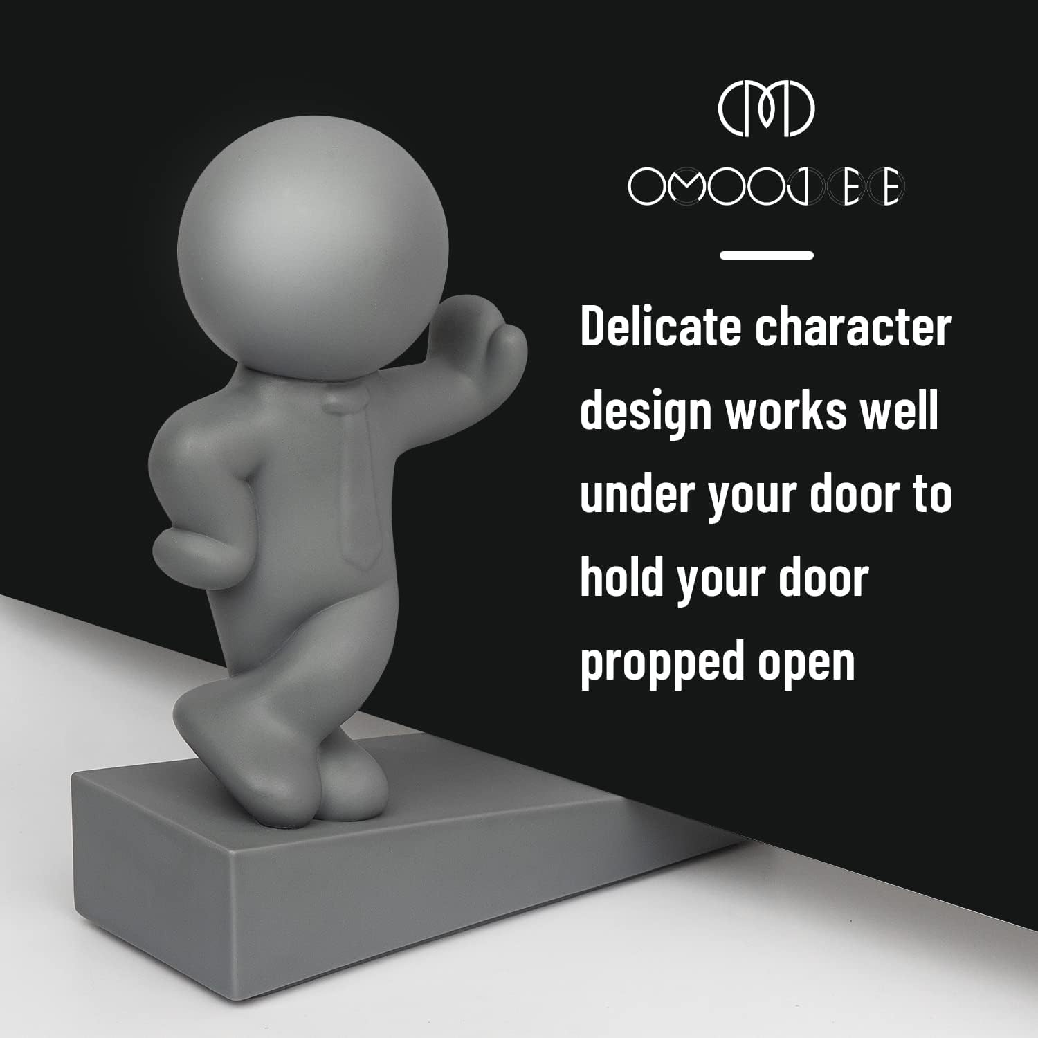 Omoojee Decorative Door Stopper, 2 Pack, Effective to Hold Your Door Open,Cute Door Wedge for Home and Office, Gray (Patented) image number 1