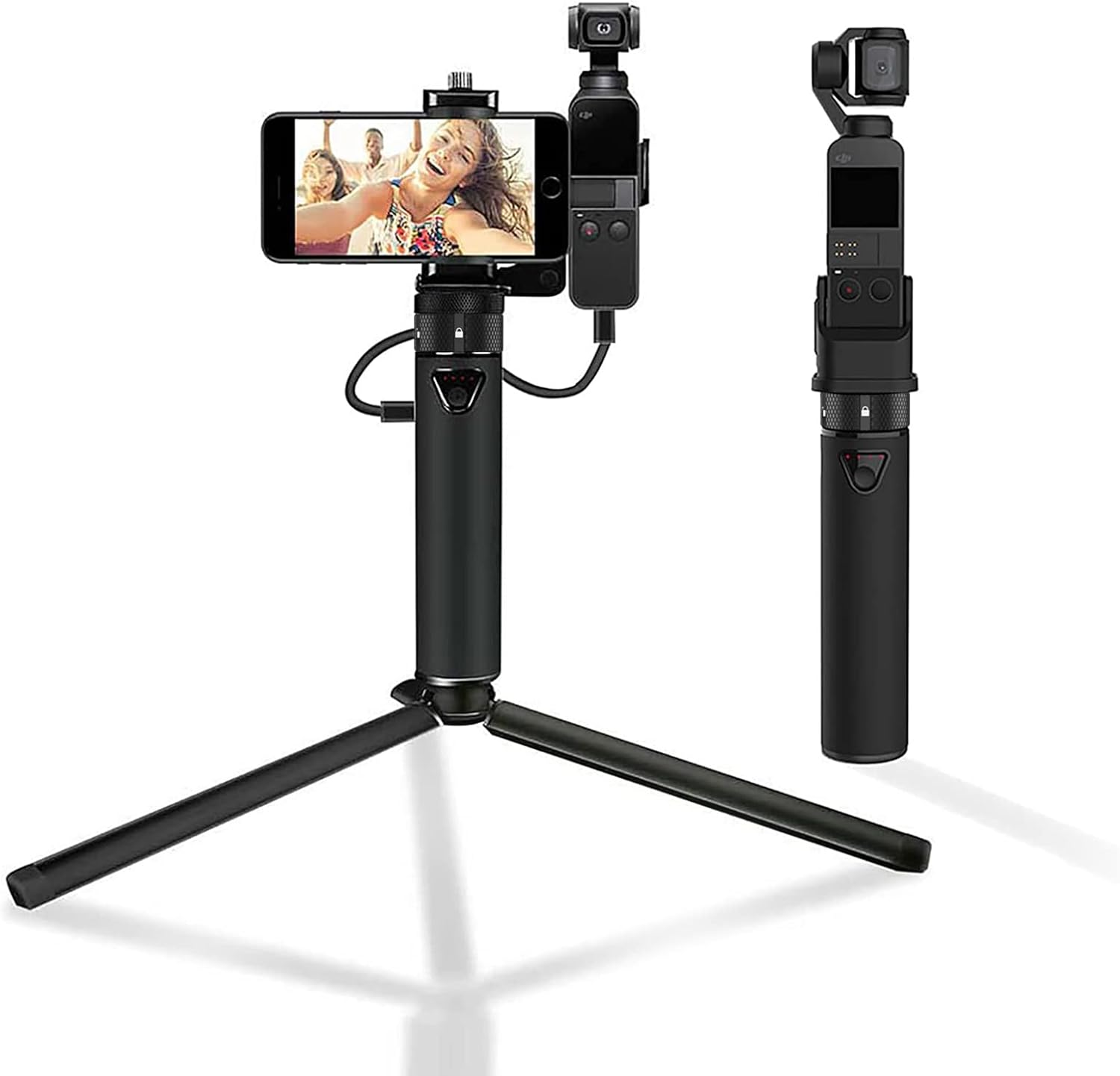 Smatree Portable Osmo Pocket 2 Powerstick Compatible for DJI Pocket 1/2, Handheld Smartphone Holder Mount Bracket Set with Tripod