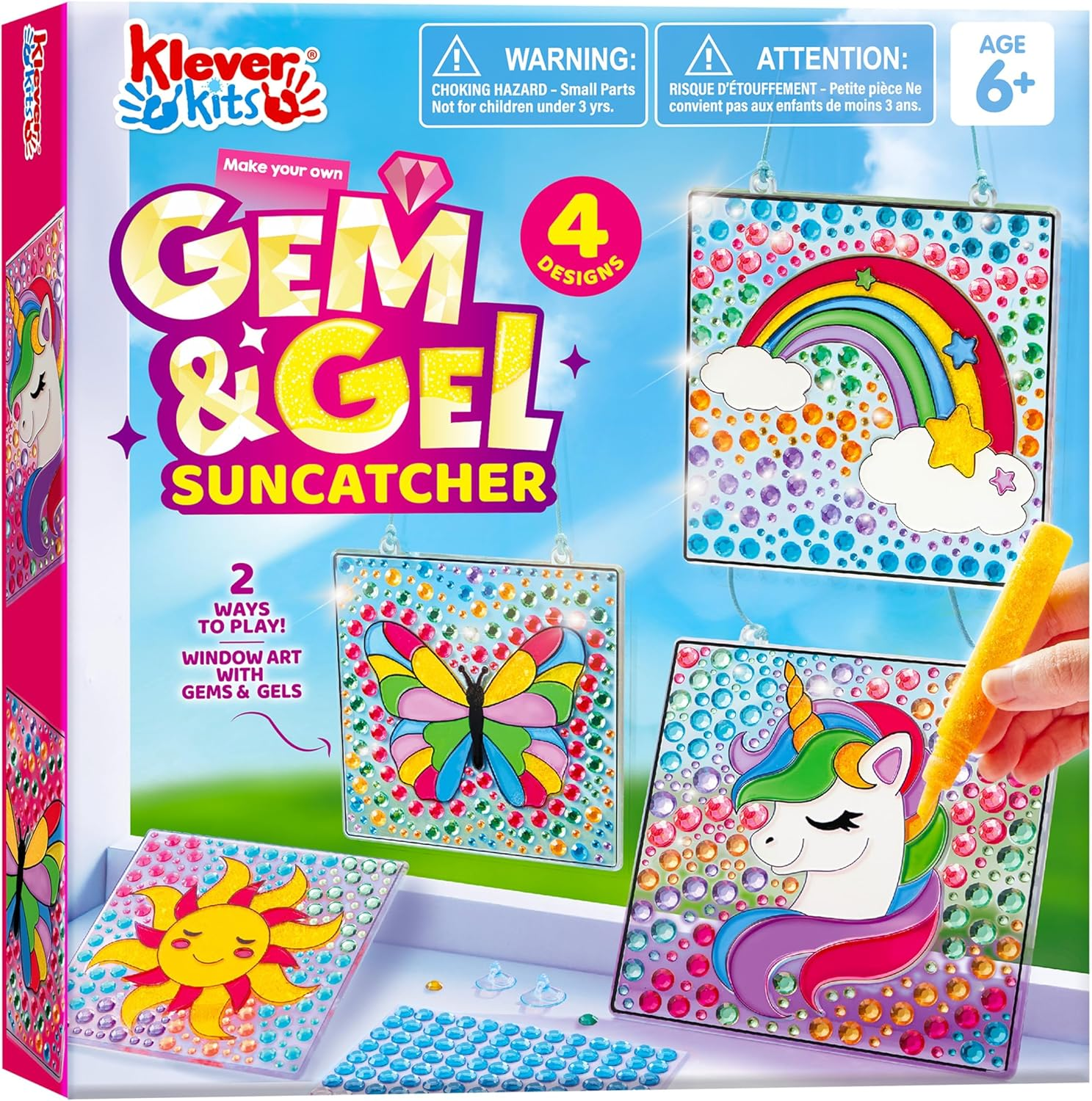 Klever Kits Suncatcher Craft Kit for Children, Arts and Crafts for Kids Age 6 7 8 9-12,Gem Diamond Painting Craft Kits,Girls Gifts,Window Gem Art Set,Birthday Presents(Sun+Unicorn+Butterfly+Rainbow) image number 2