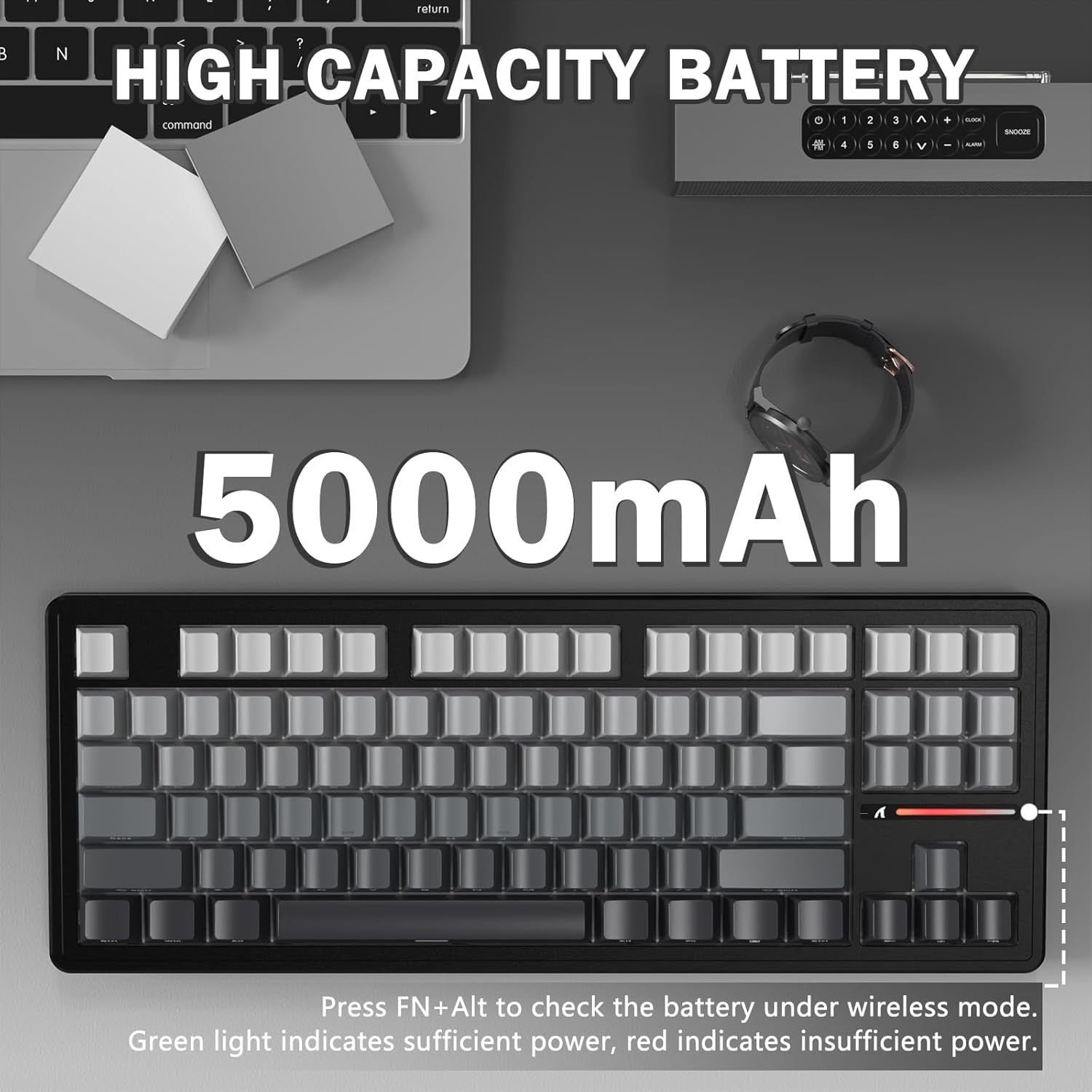 ATTACK SHARK M87PRO TKL Wireless Mechanical Gaming Keyboard, BT5.0/2.4G/USB-C Wired Hot-Swap RGB Keyboard with US Layout, Linear White Switch with Side Gradient Print, Moon Night