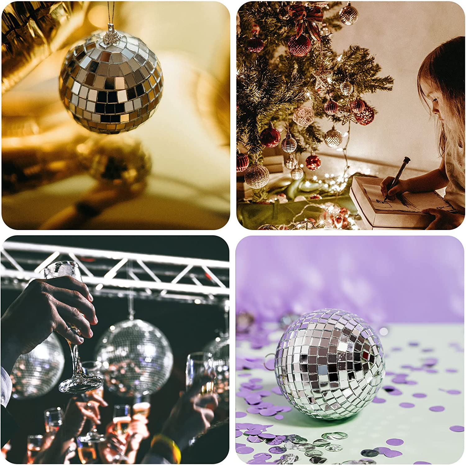 Disco Ball Silver Hanging Reflective Mirror Ball Ornament for Party Holiday Wedding Dance and Music Festivals Decor Club Stage Props DJ Decoration (1: 3Cm X 36Pcs) image number 2