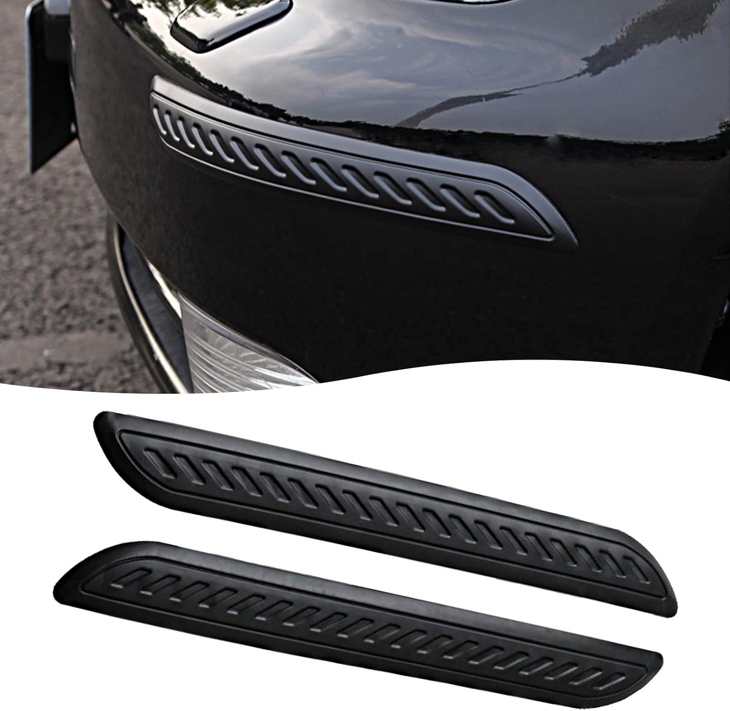 Yonput 2 Pieces Car Bumper Anti-Wear Protection Strip, 15.7In Car Body Bumper PVC Anti-Scratch Anti-Collision Protection Strip, Car Universal Protector Strip, Suitable for Most Cars (Black)