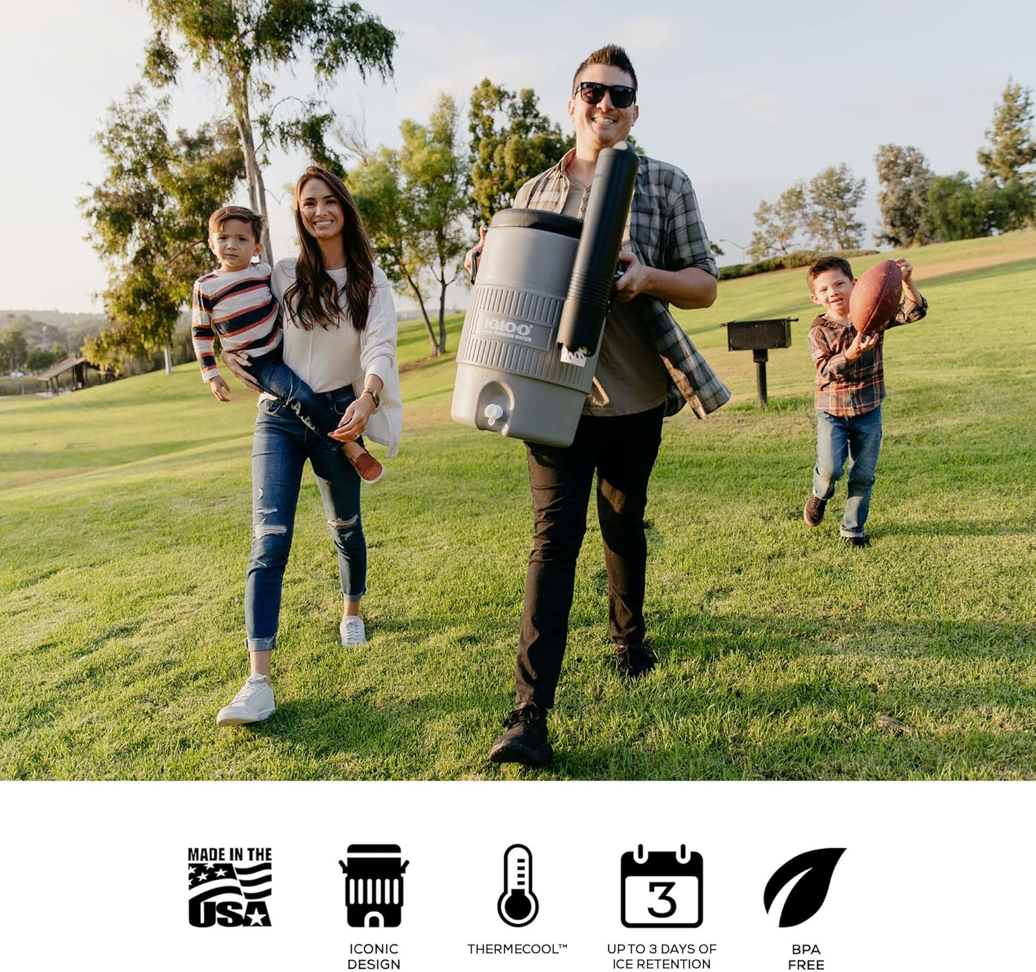 Igloo Portable Sports Cooler Water Beverage Dispenser with Flat Seat Lid image number 5