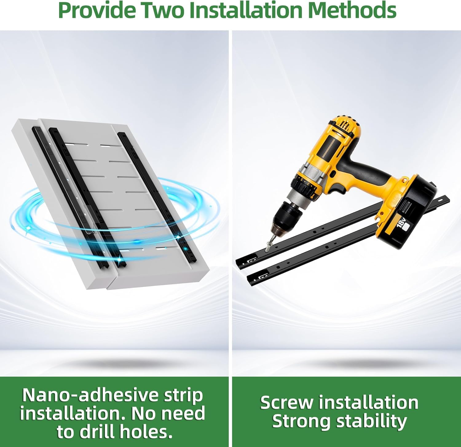 2 Pack Pull Out Cabinet Organizer 52Cm Deep, Expandable(32 to 52Cm W) Pull Out Drawers for Cabinets Adhesive with Film, No Drill Slide Out Drawers for Kitchen Cabinets, White image number 3