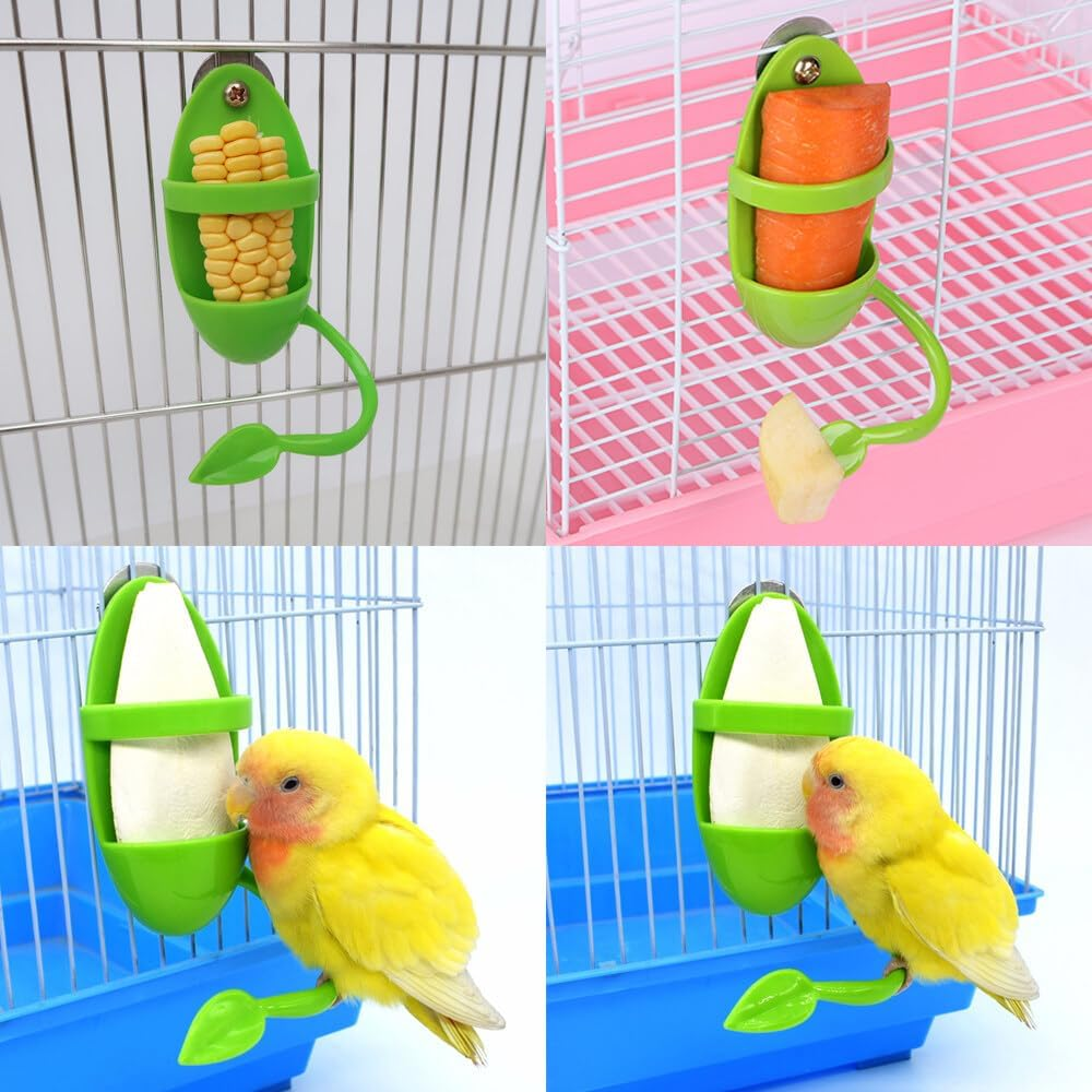 2Pcs Bird Parrot Cuttlebone Holder with Perches Cuddle Bone Feeding Racks, Cuttlefish Bone with Holder, for Pet Bird Supplies Fruit Vegetable Millet Container image number 3
