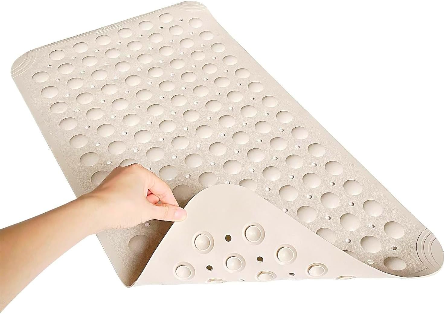 Non Slip Shower Mats for inside Shower, TPE Bathtub Mat Non-Slip, Bath Mat for Tub with Suction Cups, Drain Holes Bath Tub Mat for Bathroom，Bath Mat for Tub with Suction Cups（White） image number 1