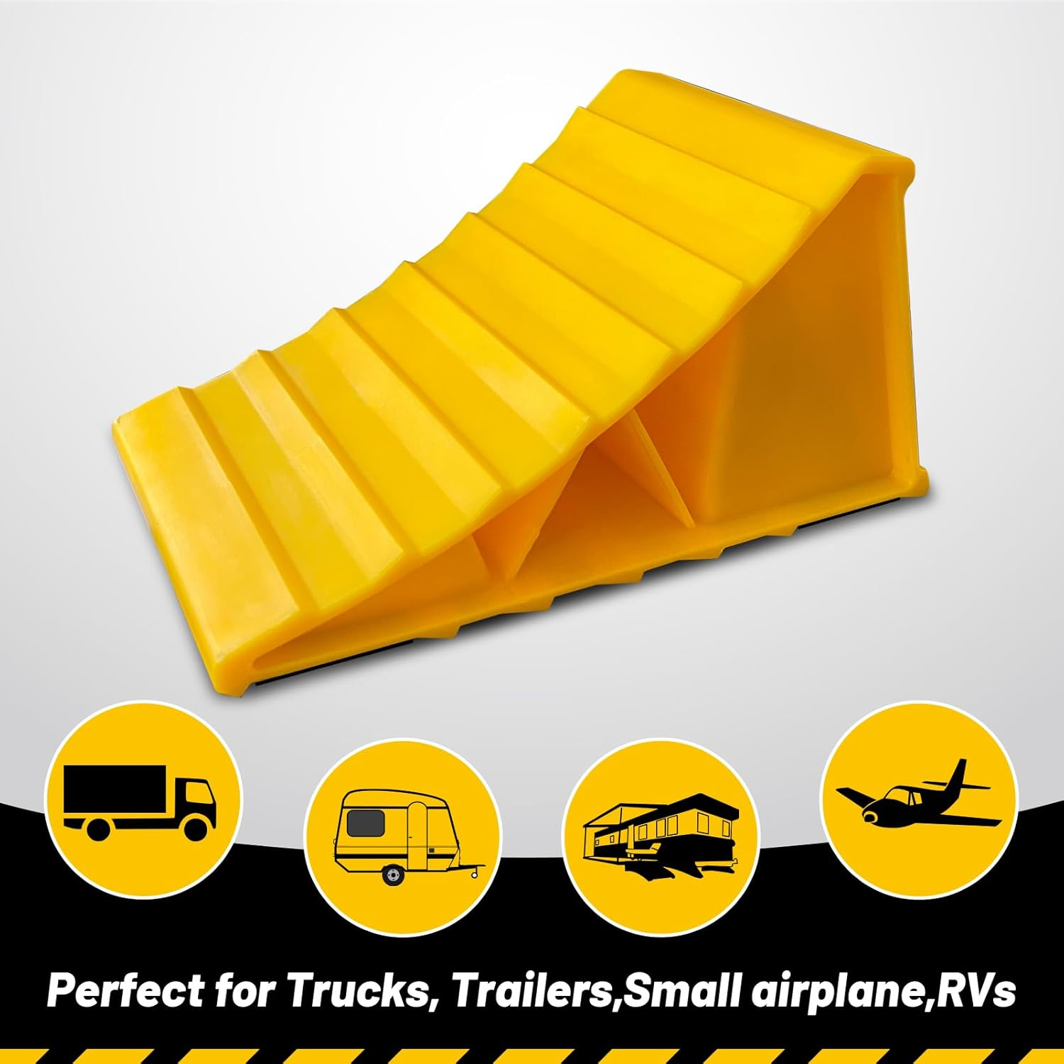 2 Pairs Wheel Chocks for Travel Trailers, Non Slip Heavy Duty Yellow Wheel Chock with Rope, Lightweight Wheel Stoppers for Cars Camper Trucks Rvs, Easy to Carry & Suitable for Most Tyre Sizes image number 3