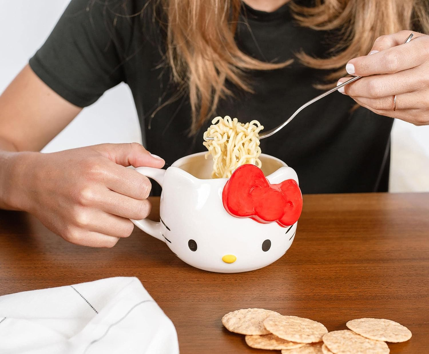 Silver Buffalo Hello Kitty Face Ceramic 3D Sculpted Mug, 22-Ounces image number 5