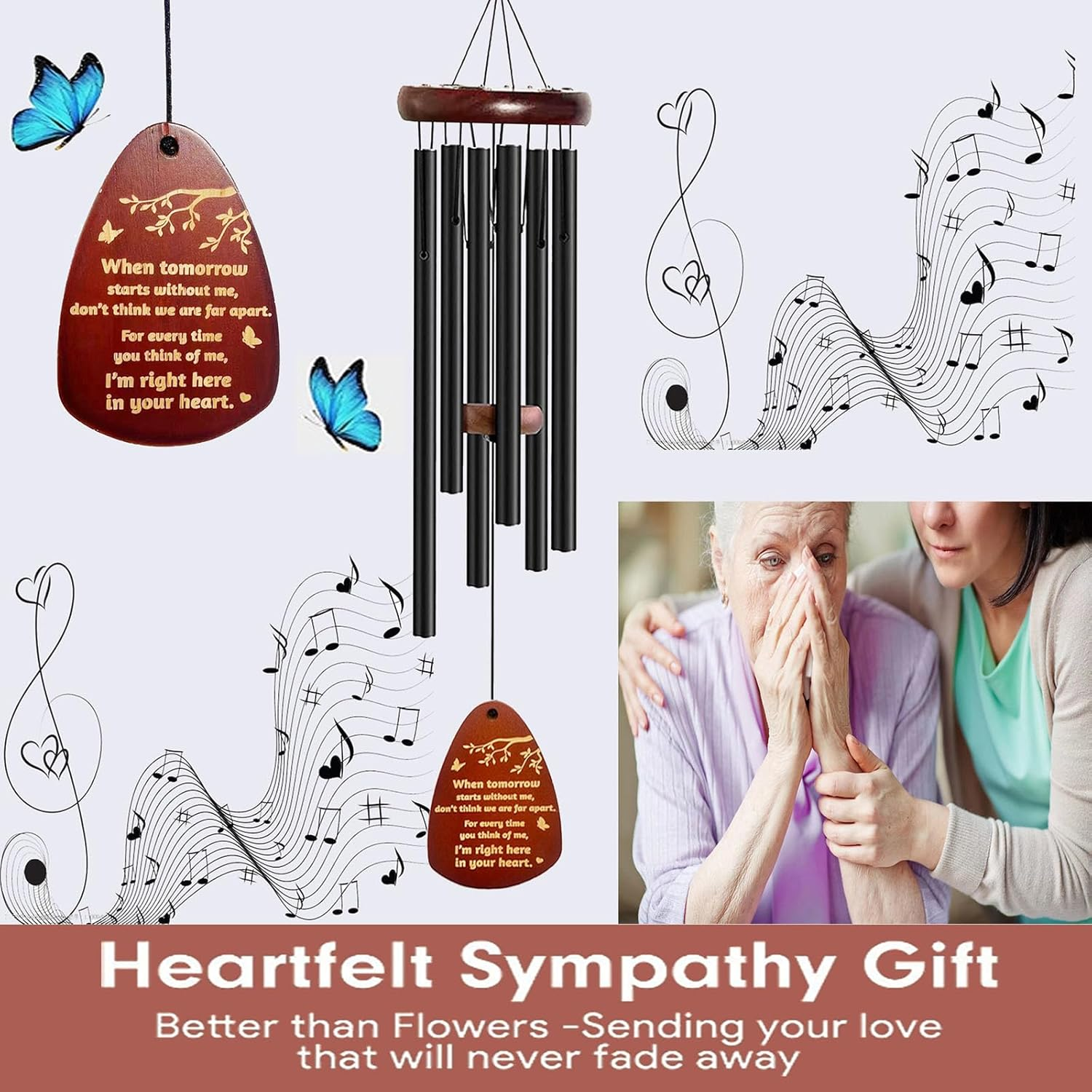 SYGELER 93.9CM Large Aluminum Wind Chimes for Outdoor - Beautiful Memorial Wind Chimes for Outdoor Garden, Soothing Melodic Tones image number 1