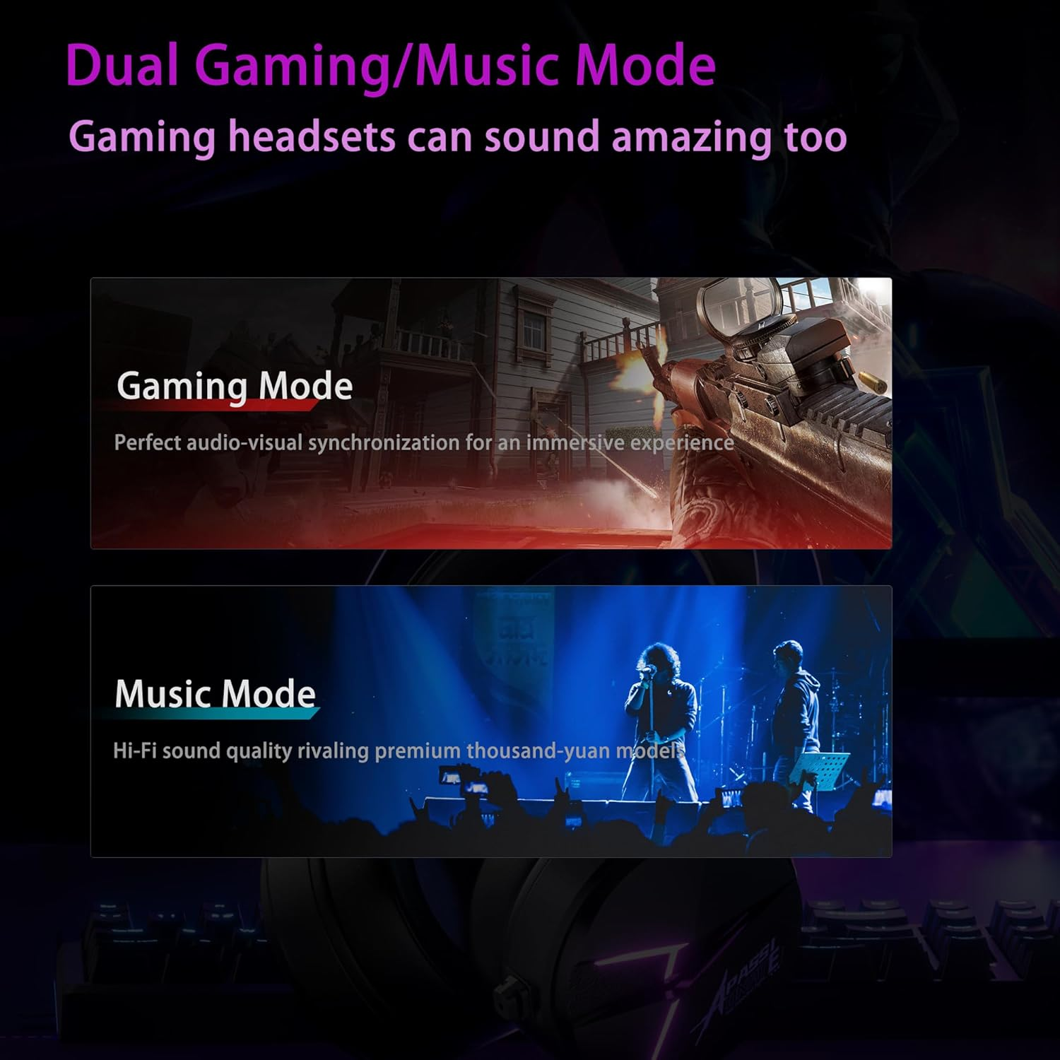 Unisonpet Gaming Headset for Pc,Laptop,Xbox, Ps4, Ps5, Switch,Noise Cancelling over Ear Headphones with Mic,Rgb Light, Soft Memory Earmuffs-Black Purple image number 4