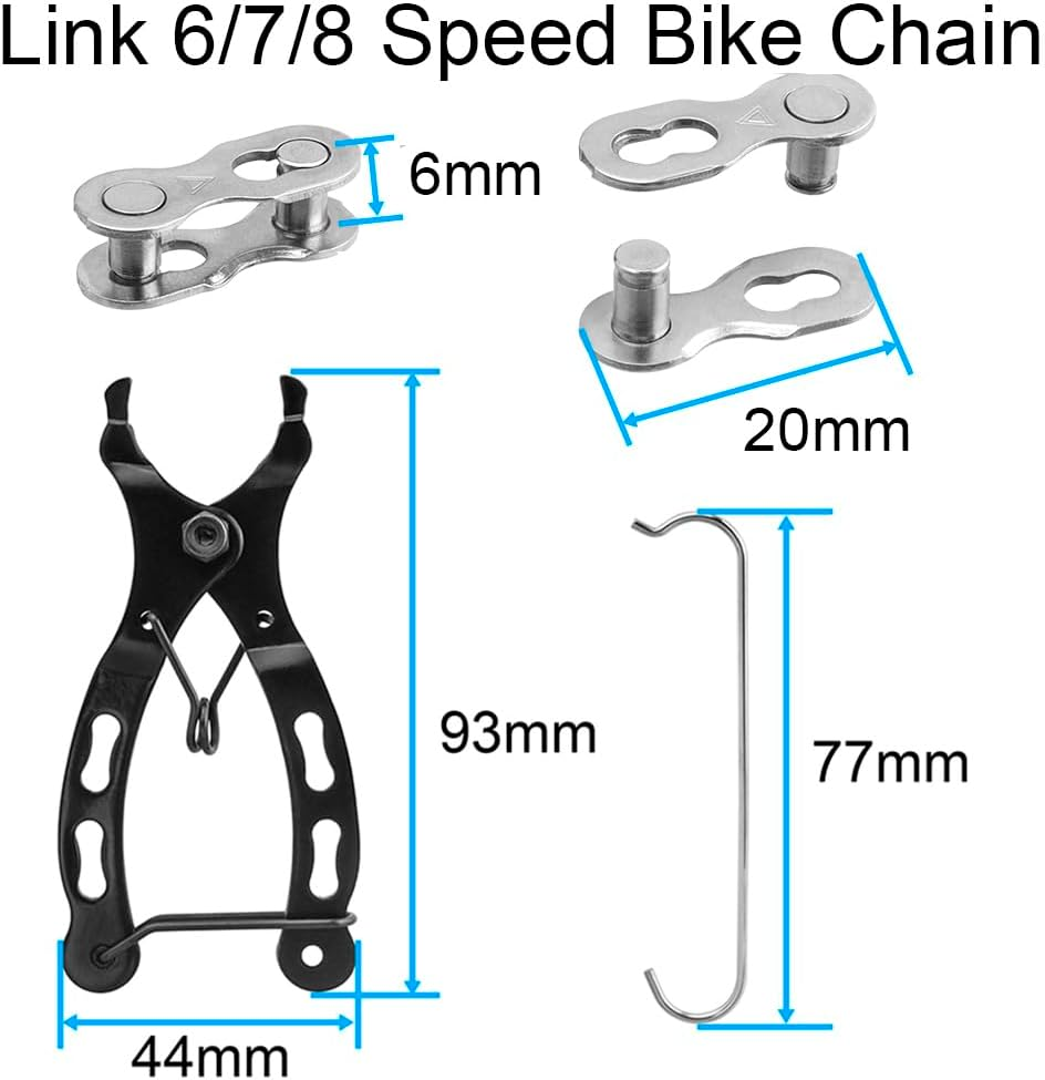 Yakamoz Bicycle Chain Repair Tool Set, 10Pairs Quick Reusable Bike Chain Master Link 6/7/8 Speed Chain Joint Connector + Bike Chain Plier for Speed Chains Repair Tool Kit image number 1