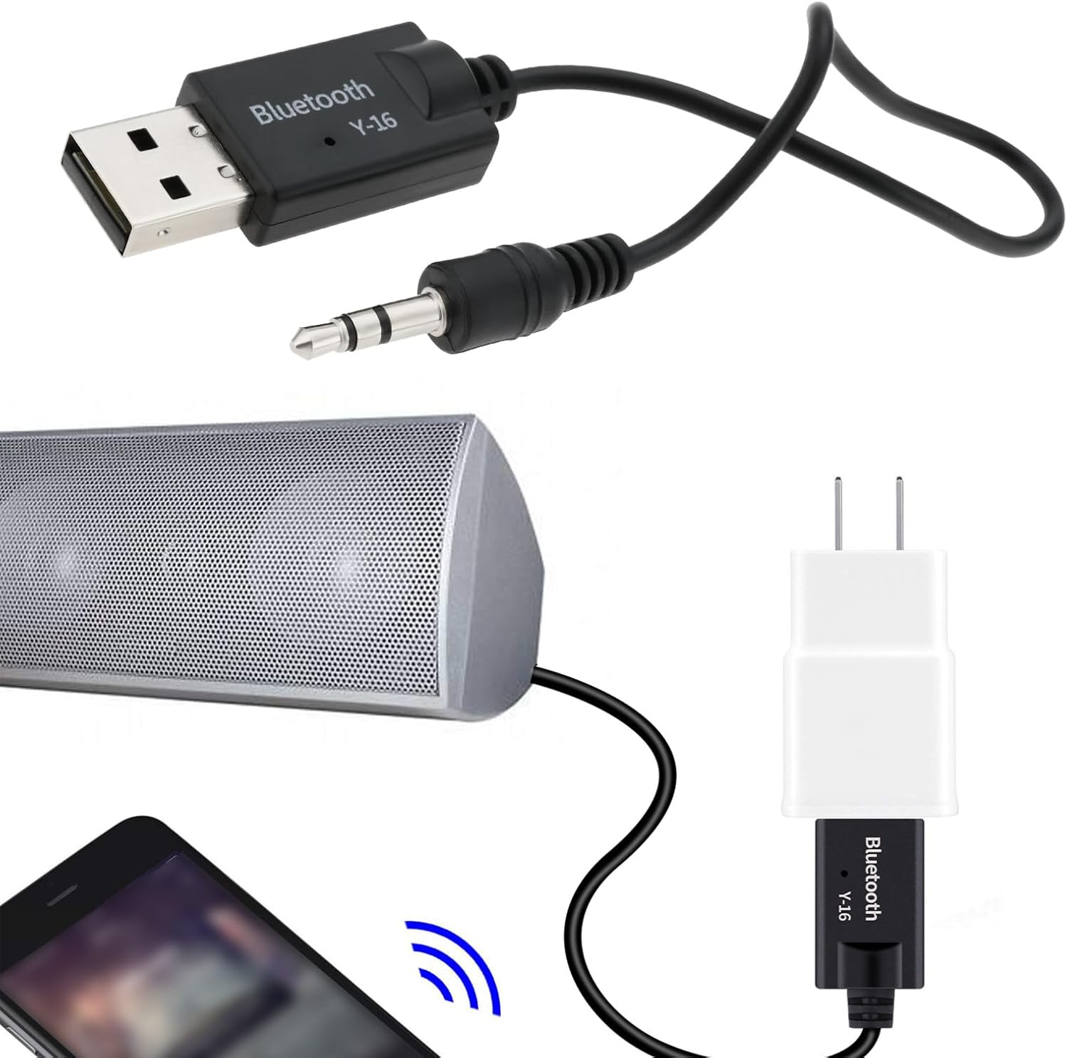 Create Idea 2Pcs USB Bluetooth to AUX Cable Receiver 3.5Mm In-Line Bluetooth Audio Adapter Compatible with Mini Cooper Gen 2 3 R56 R55 F56 F55 R60 image number 4