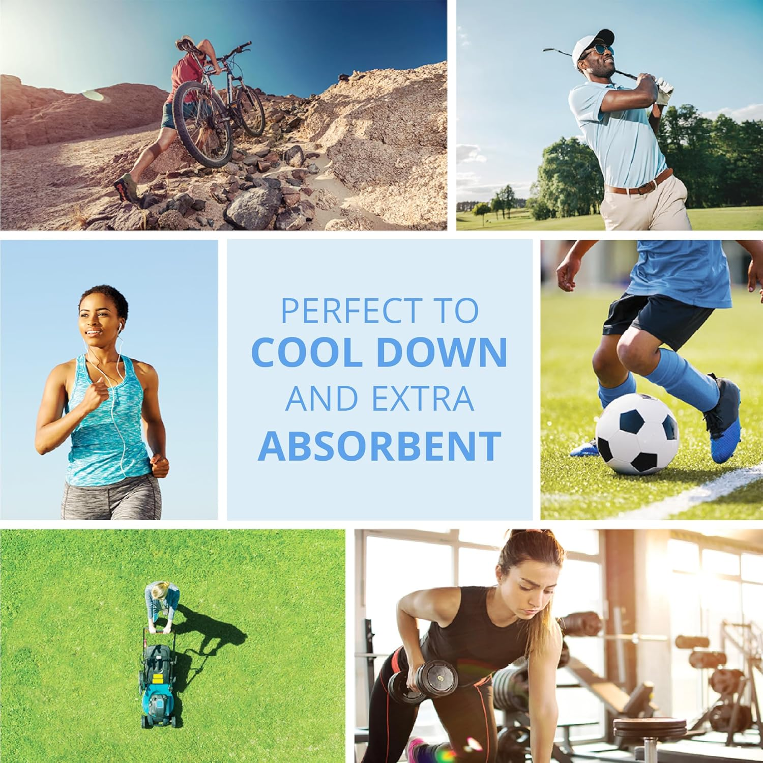 Proactive Sports Unisex Adult Towel, Longer than Microfiber Towels, Biodegradable the Original Chilly Pad Cooling Towel, Sky Blue, 33 X 13 US image number 5