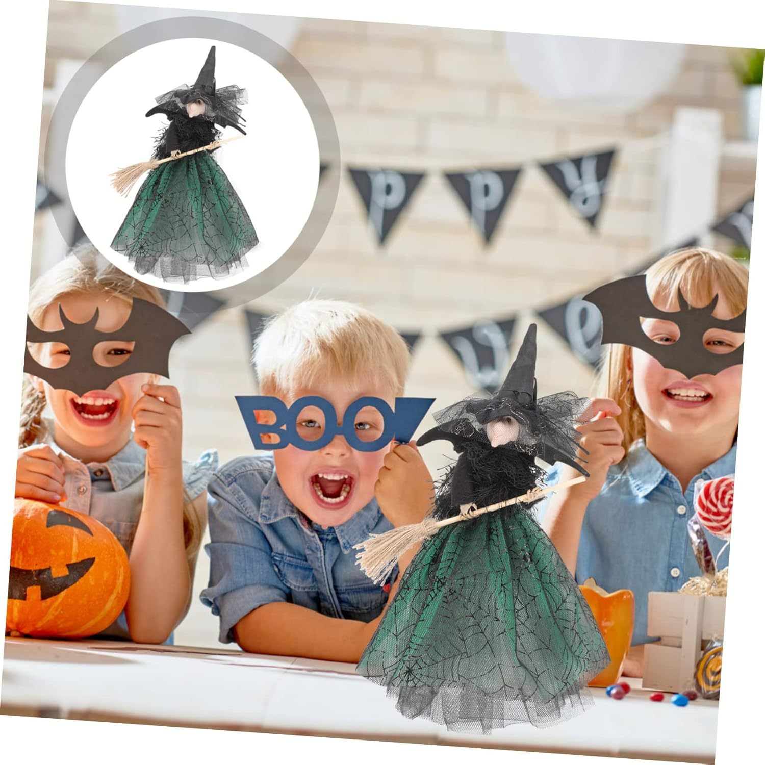 3Pcs Adorable Desktop Witch Figurine Decor for Halloween Festival and Home Display Delicate Witch Doll for Tabletop Decorative Use image number 4