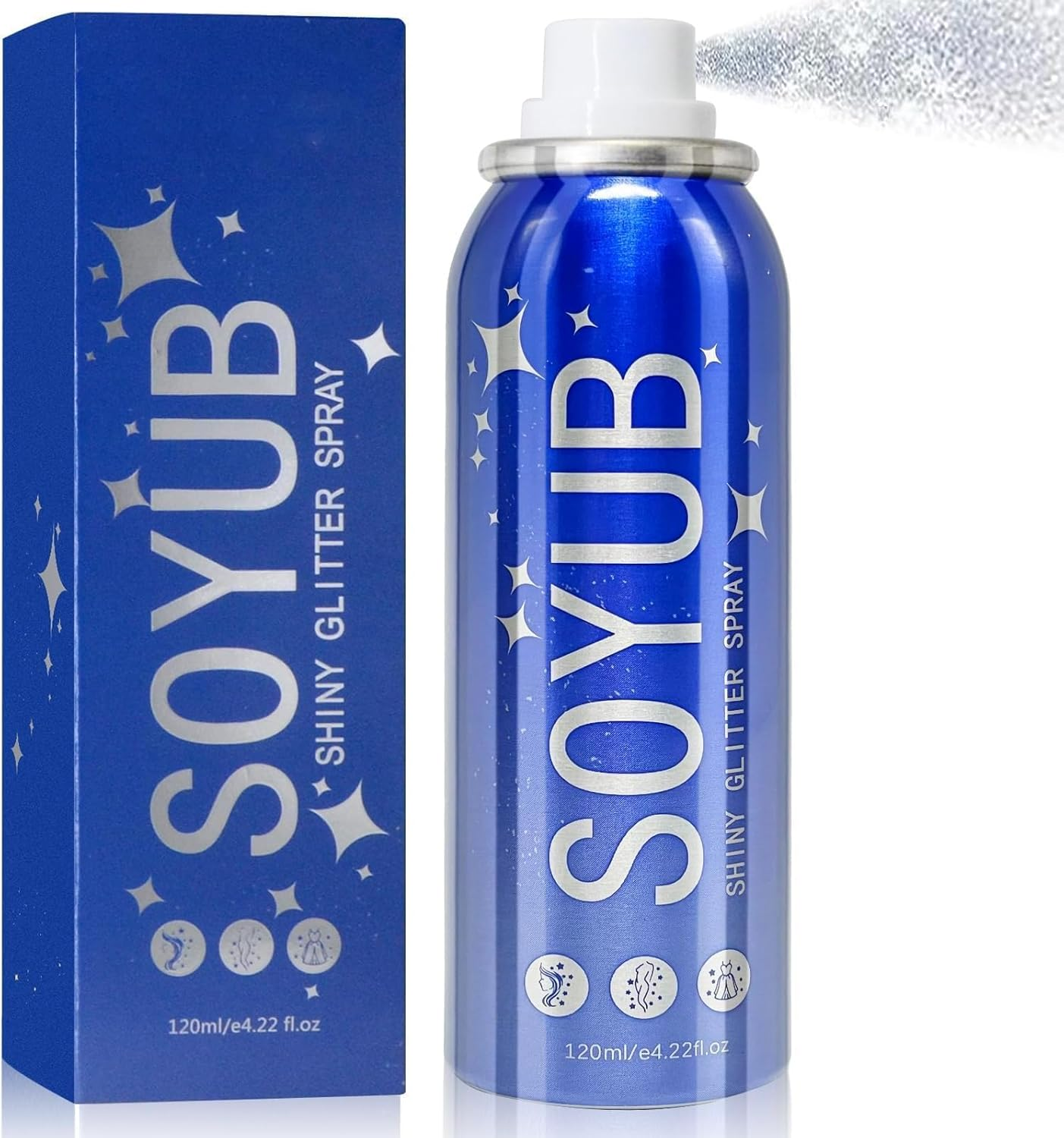Body Glitter Spray, Waterproof Sparkling Spray for Hair, Face, Skin, Clothing, Sparkle Hairspray Long-Lasting Shinny Powder, Shimmer for Stage Makeup, Festival, Party for Women Girls image number 3