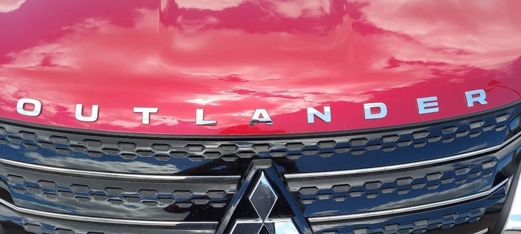 Hood Emblem Front Badge for Mitsubishi Outlander 2024 2023 2022, Accesories Silver Letters 3M Adhesive Raised Decal Exterior image number 3