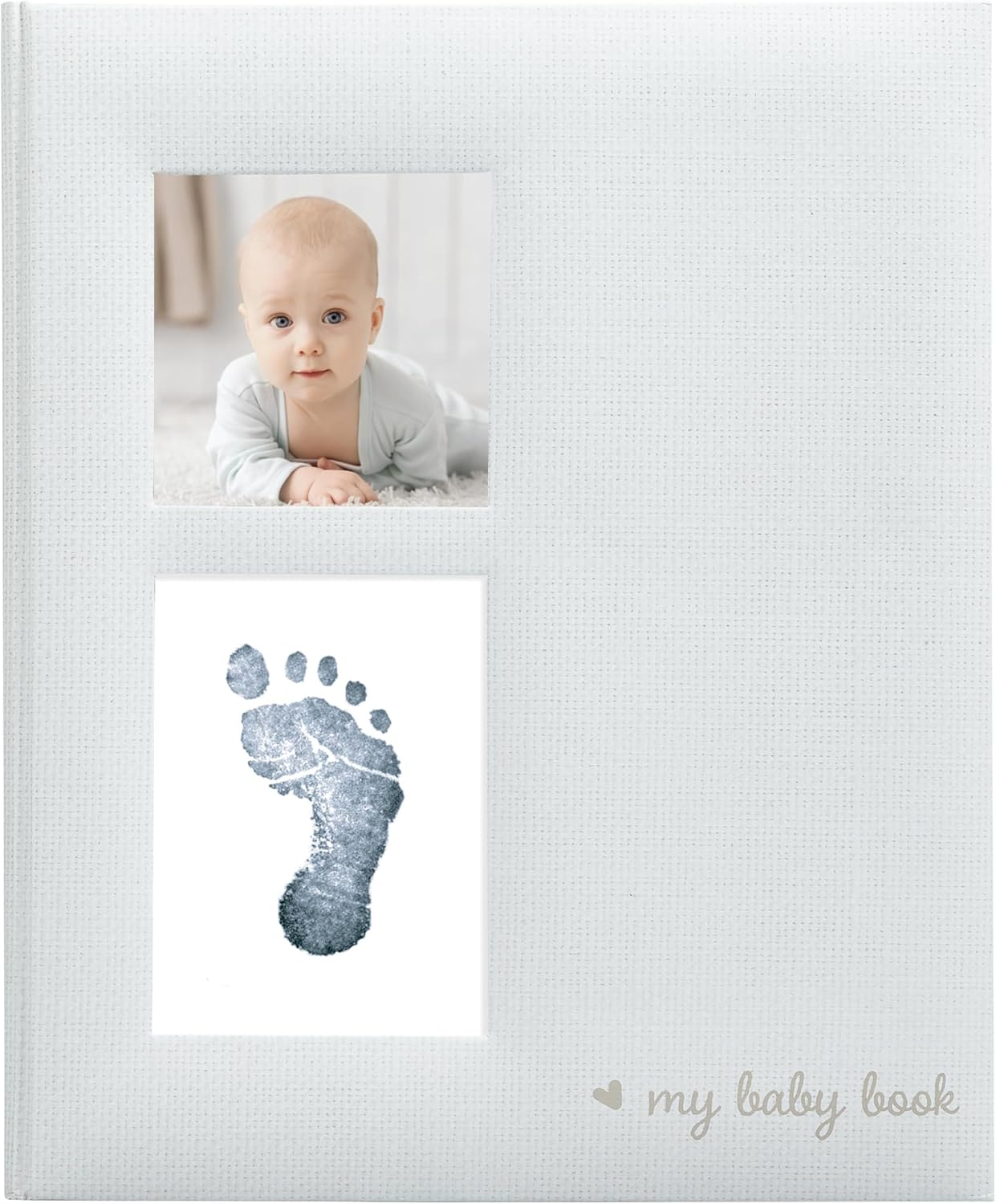 Kate & Milo Babybook and Ink Pad, Gender-Neutral Baby Keepsake, Baby'S First Year Milestone Moments, Gray image number 3
