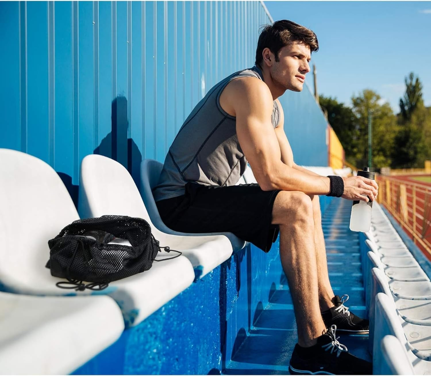 Mesh Bag Drawstring Storage Backpack Mesh Beach Bag Mesh Gym Bag Heavy-Duty Sport Equipment Storage Bag for Beaching Swimming Gym Shopping Outdoor (40 * 45Cm)