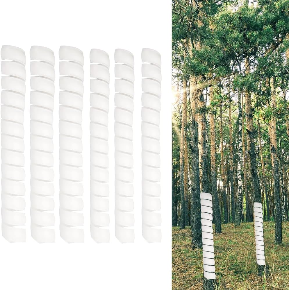 6 Pcs Tree Trunk Protector 2 Size Plastic Spiral Tree Guard,Plant Protective Cover,Rigid Durable Tree Bark Protectors Tube Wraps,To Protect Saplings Plants from Deer Cats Rabbit Rodents Mowers(White) image number 3