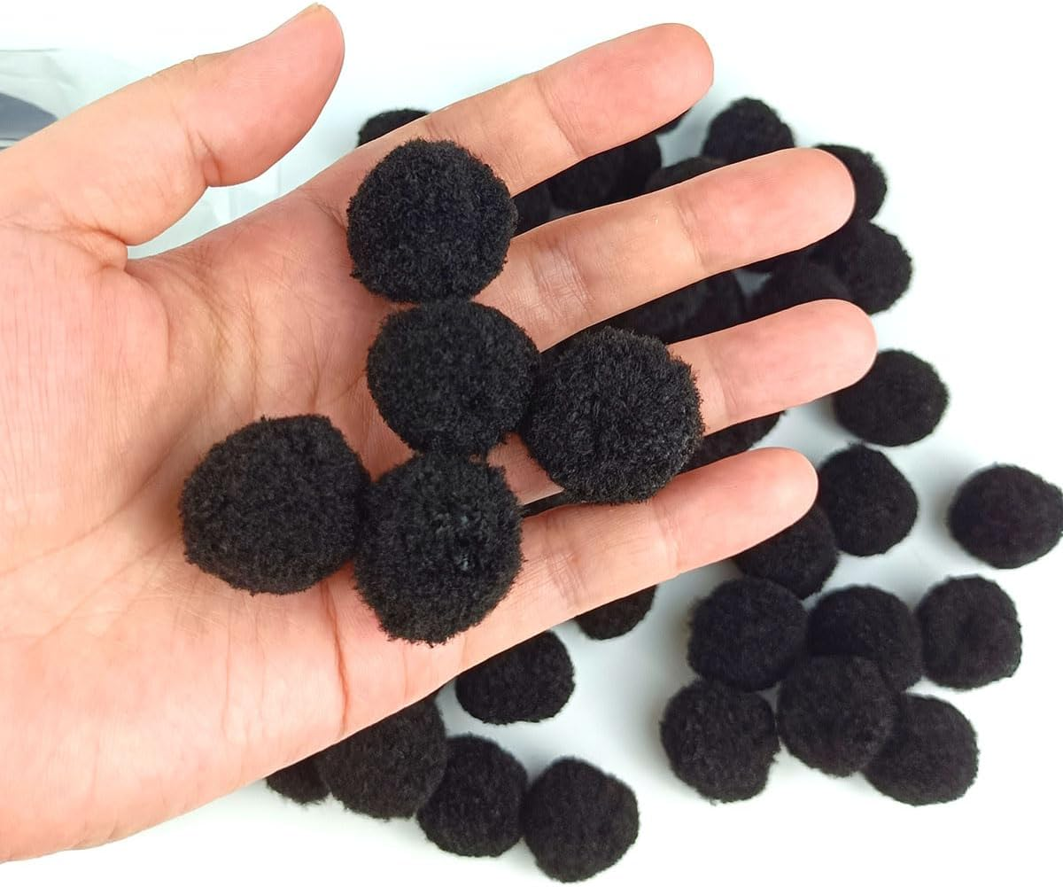 200 Pieces Pom Poms, 1 Inch Craft Pom Poms, Fuzzy Pompom Puff Balls for DIY Arts, Crafts Projects, Home Decorations (Black) image number 6