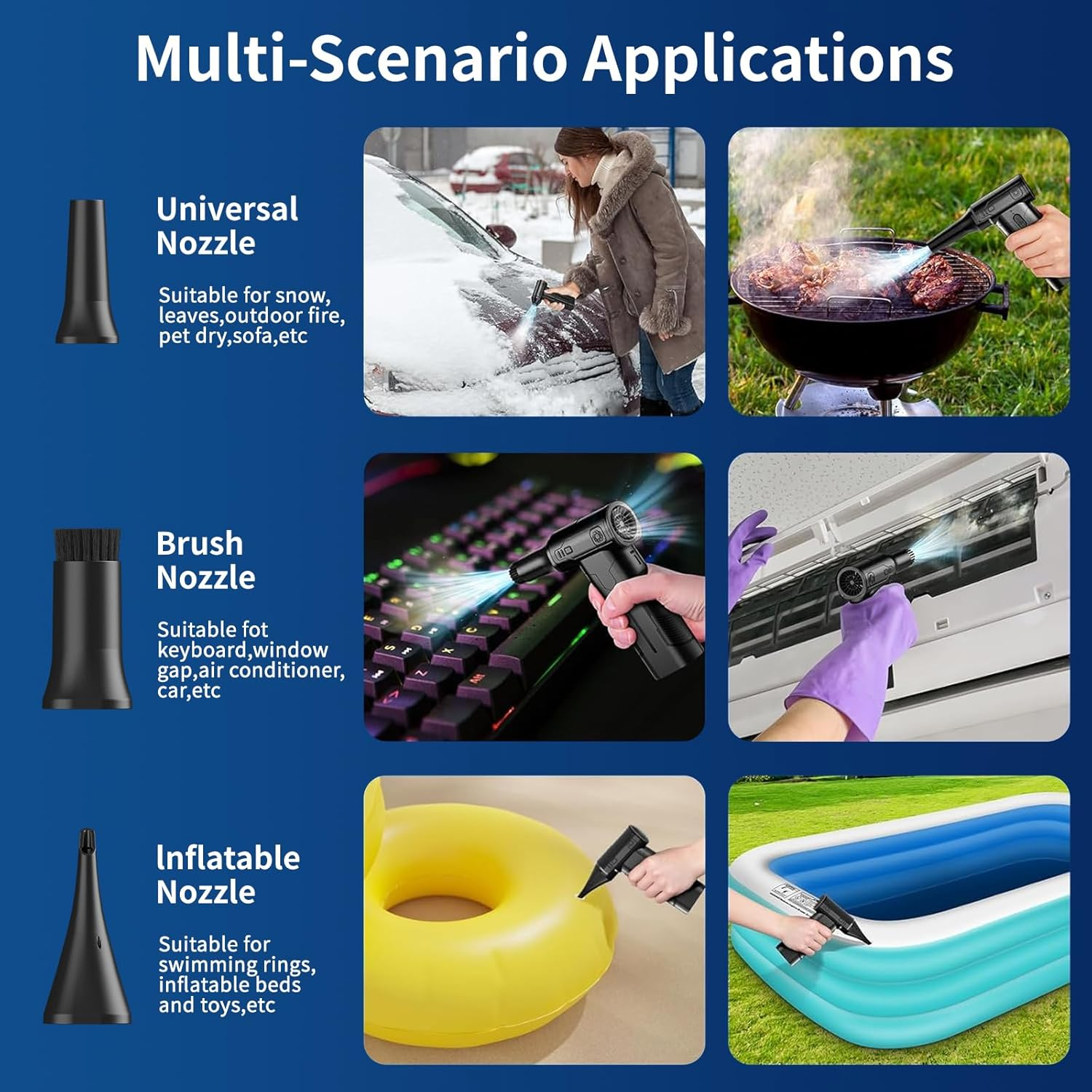 Compressed Air Duster, Koreal 130000RPM Multi-Gear Adjustable Electric Air Duster, Replaces Compressed Air Cans, Rechargeable Cordless Air Blower for Home Outdoor Computer Keyboard Car image number 3