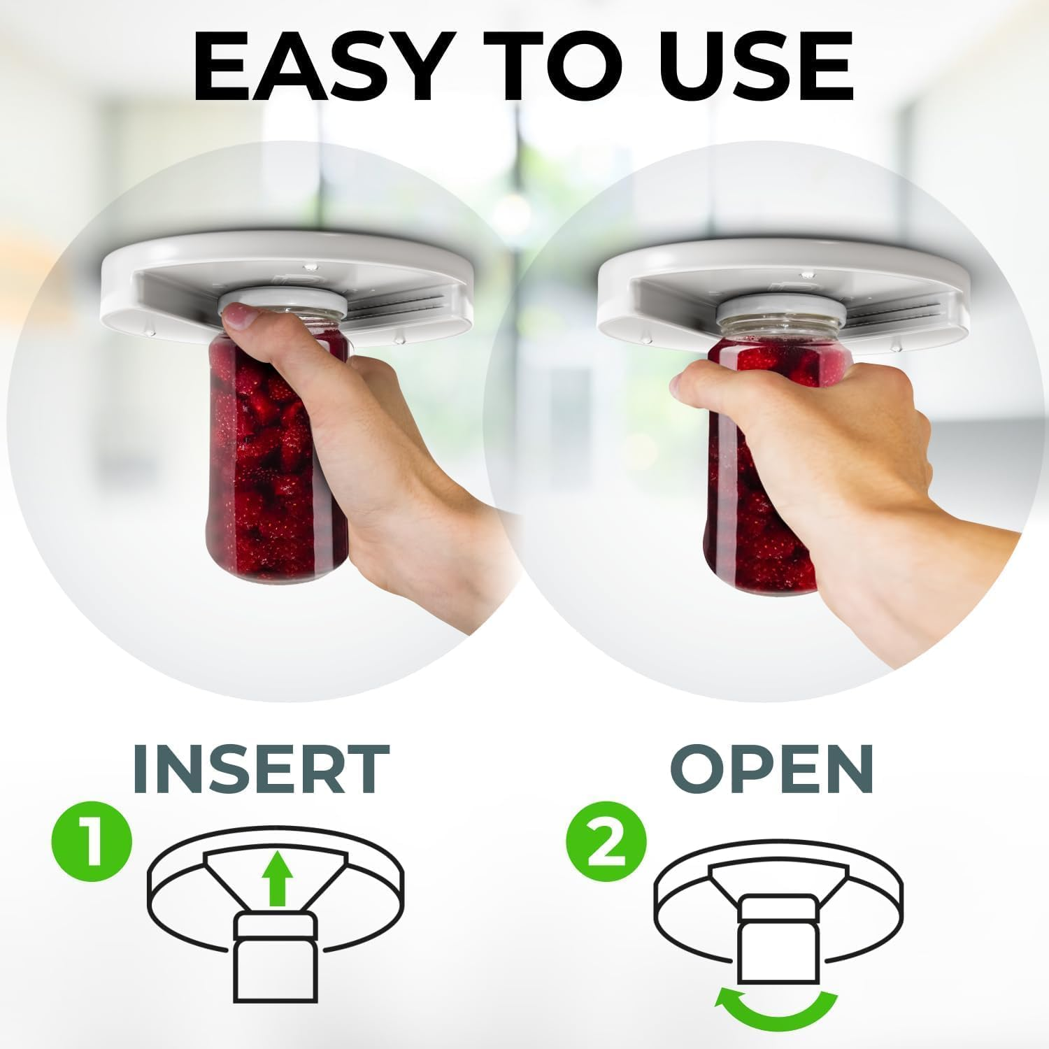 Under Cabinet Lid Jar Opener - EZ off Jar Opener for Seniors, Allows to Easily Unscrew Any-Size Lid - Effortless Bottle & Can Opener for Your Kitchen image number 2