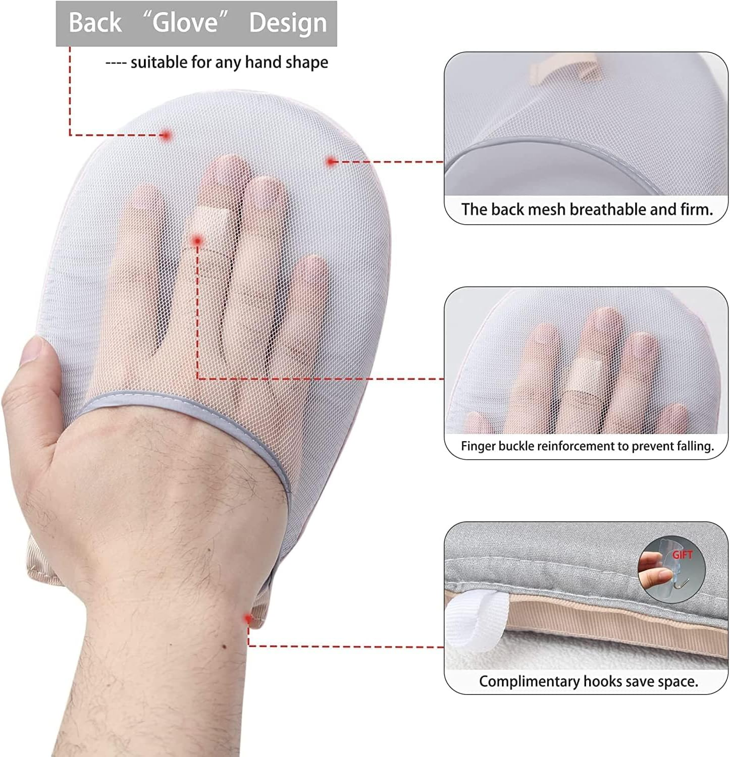 JZS Garment Steamer Ironing Glove, Waterproof Mini Ironing Board with Finger Loop Garment Steamer Accessories Mitt Heat Resistant Gloves for Clothes Steamers,Round,Grey,2 Set