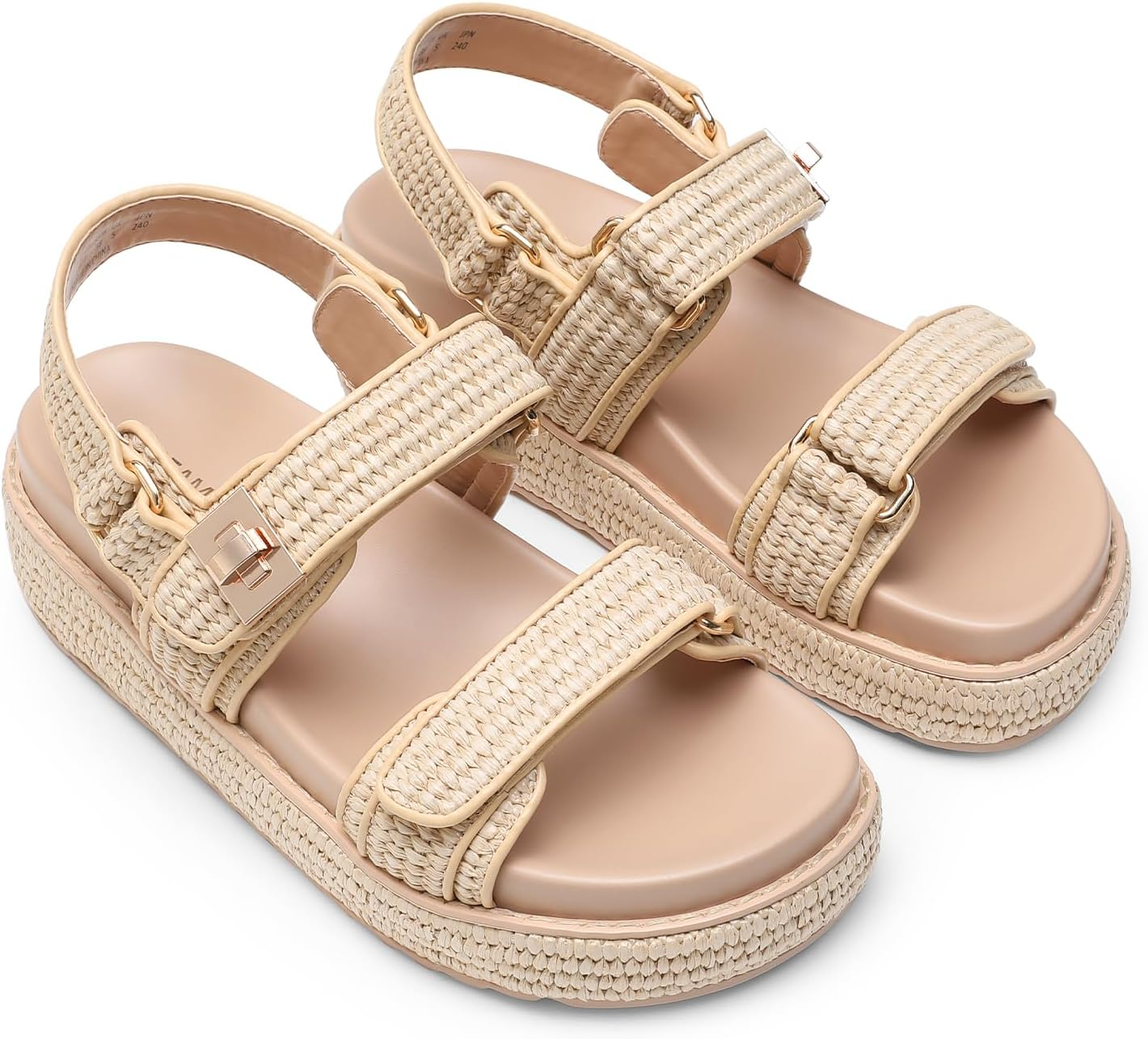 DREAM PAIRS Women'S Low Wedge Sandals Comfortable Arch Support Platform Open Toe Casual Dressy Flat Summer Sandals with Adjustable Straps image number 4