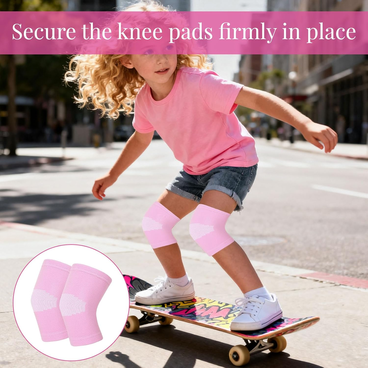 Knee Pads Kids, 2 Pcs Knee Brace, Knee Sleeves, Knee Support, Boys and Girls Compression Brace, Breathable Sleeves for Running, Dancing, Football, Volleyball, Pain Relief (7-12 Age) image number 5