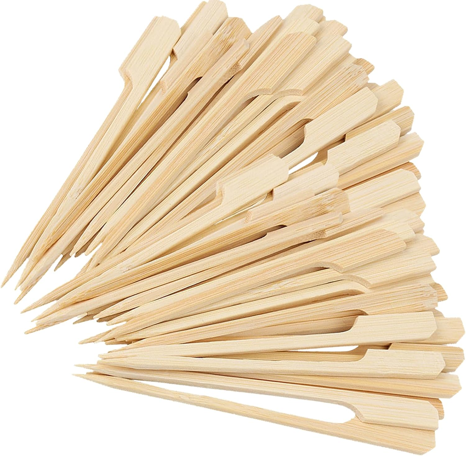 200 Pcs Bamboo Skewers - Bamboo Sticks Natural Wooden Skewers Bamboo Paddle Food Sticks Flat for Drinks Barbecue Kebabs Cocktail Sticks Satay Garnish Accessories Buffets Party Sandwich Hamburger 9 CM image number 6