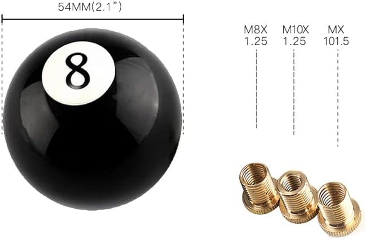 AIMALL Black 8-Ball Car Gear Shift Knob Universal Manual Shifter Lever Cover with 3 Thread Adapters for Manual and Automatic Transmission image number 4