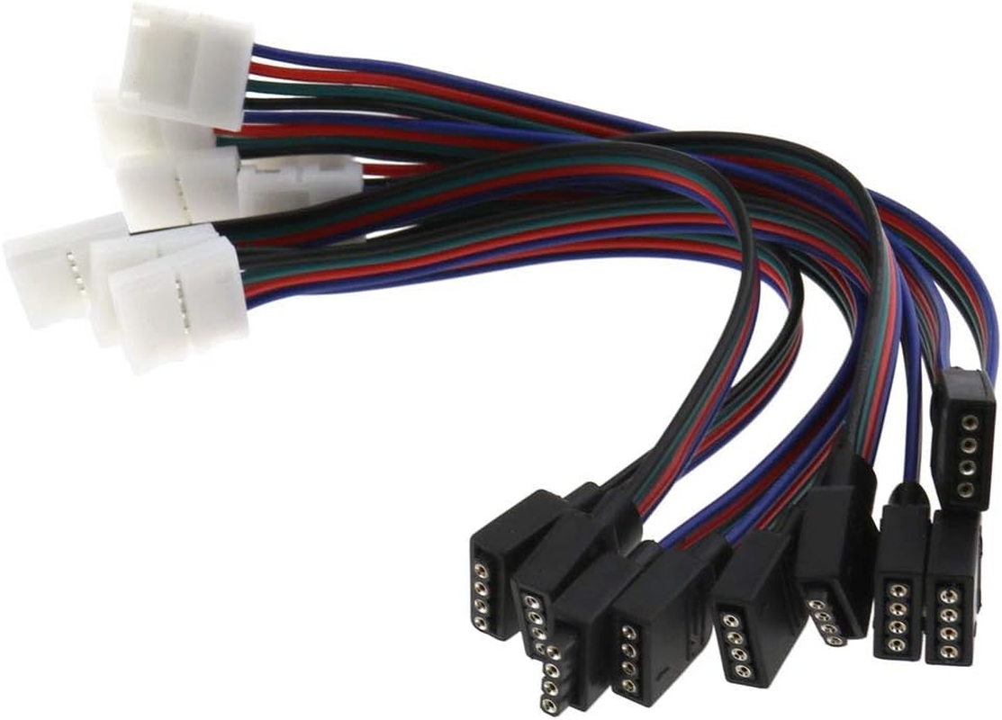 SING F LTD 10 Pcs 10Mm 4 Pin Male Female PCB Connector Cable for RGB 5050 3528 LED Strip