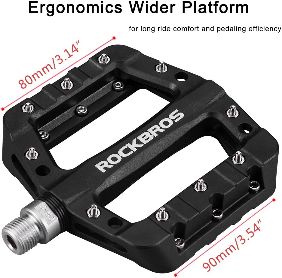 Rockbros MTB Pedals Mountain Bike Pedals Lightweight Nylon Fiber Bicycle Platform Pedals for BMX MTB 9/16" image number 6