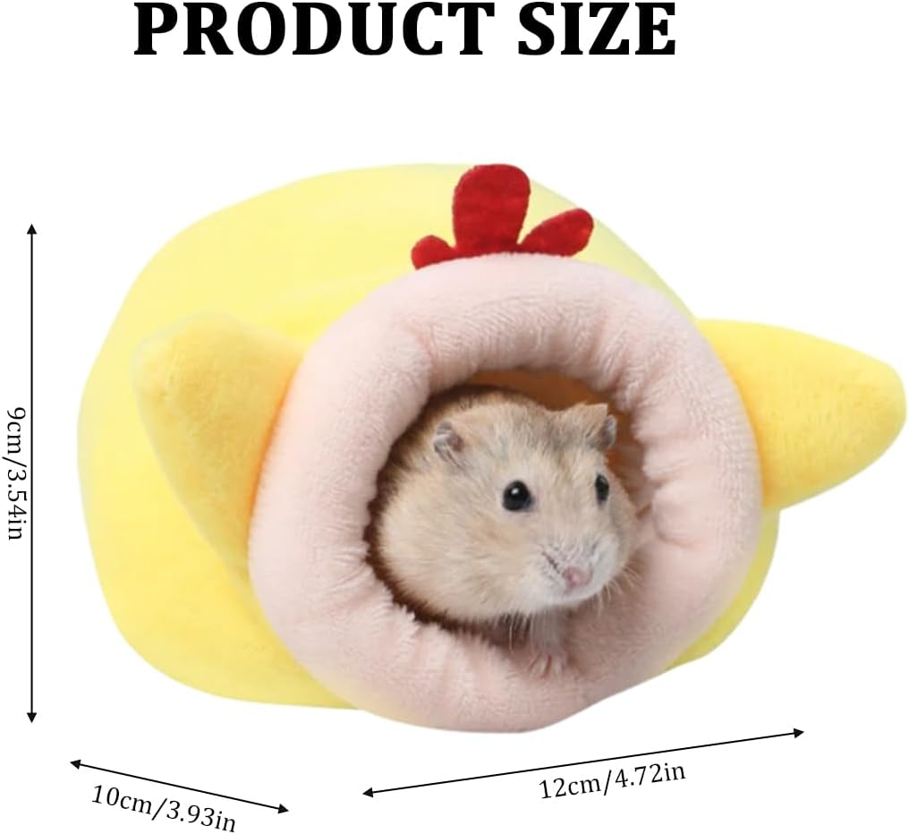 Hamster Bed, Non-Slip Hamster Sleeping Nest, Hamster House Small Animal Nest Cotton House, Small Animal Warm Bed House Cage Nest, for Dwarf Hamsters and Small Pets, Yellow, Small image number 5