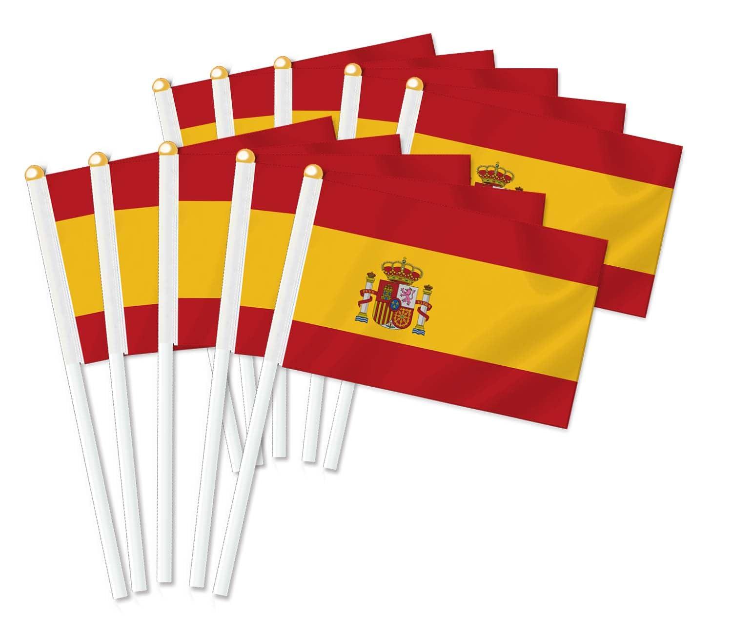 10 PCS Spain Handheld Small Flag, Spanish Hand Held Mini Decor Decoration Banner