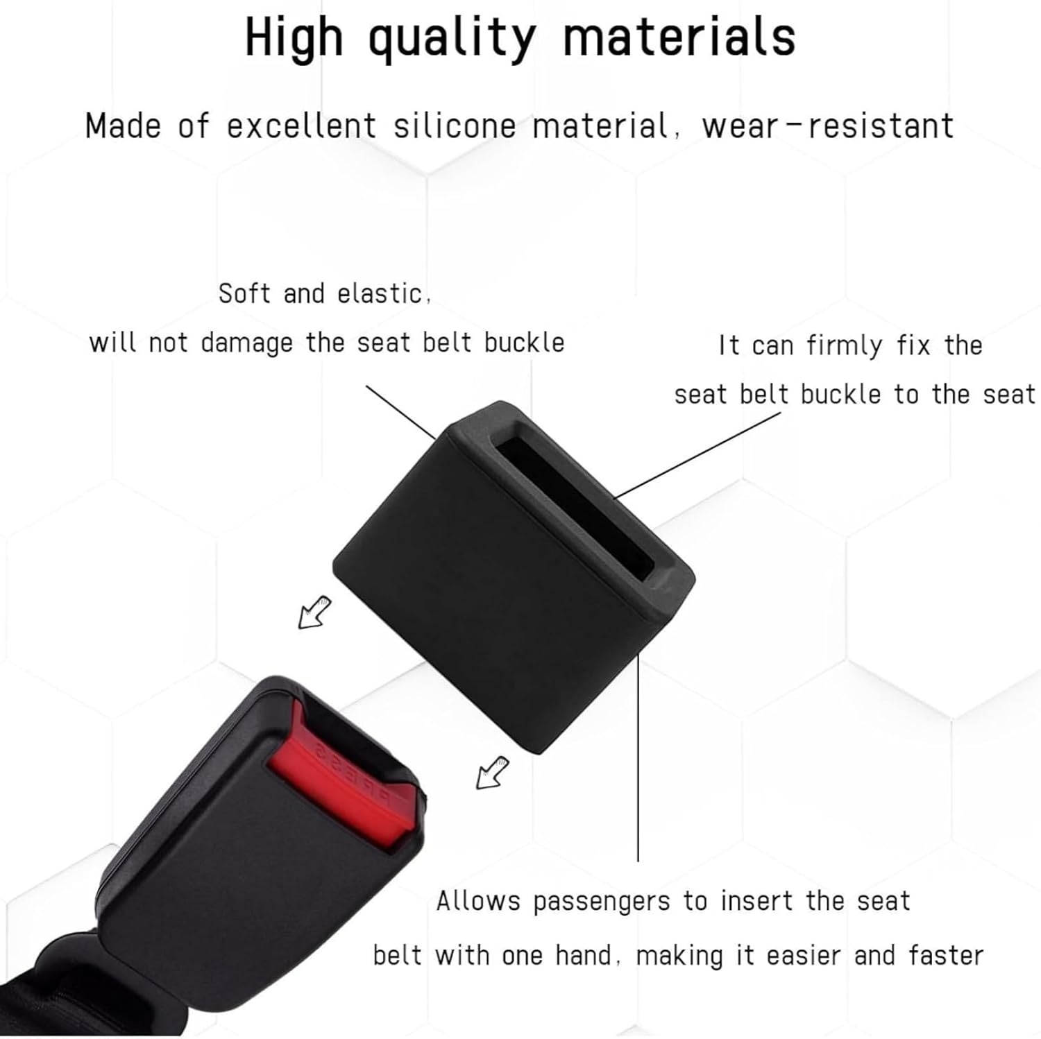 2PCS Seat Belt Buckle Holder, Silicone Auto Rear Seatbelt Buckle Booster to Makes Receptacle Stand Upright for Easy Access, Universal Vehicle Seatbelt Buckle for Kids （Black） image number 1