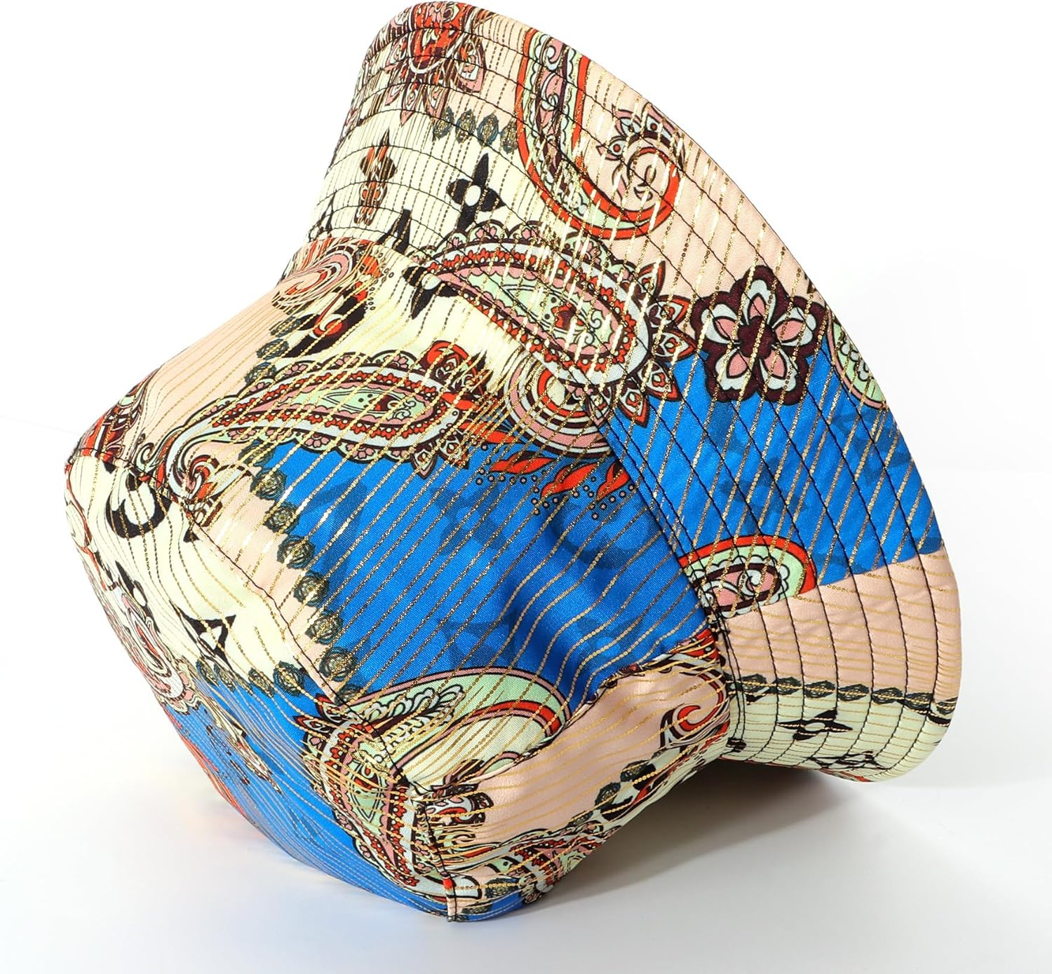 Hebenie Reversible Bucket Hat for Women &ndash; Summer Outdoor Sun Hat with Colorblock Print & Solid Side, Lightweight UV Protection Travel Beach Hat - Beige image number 3