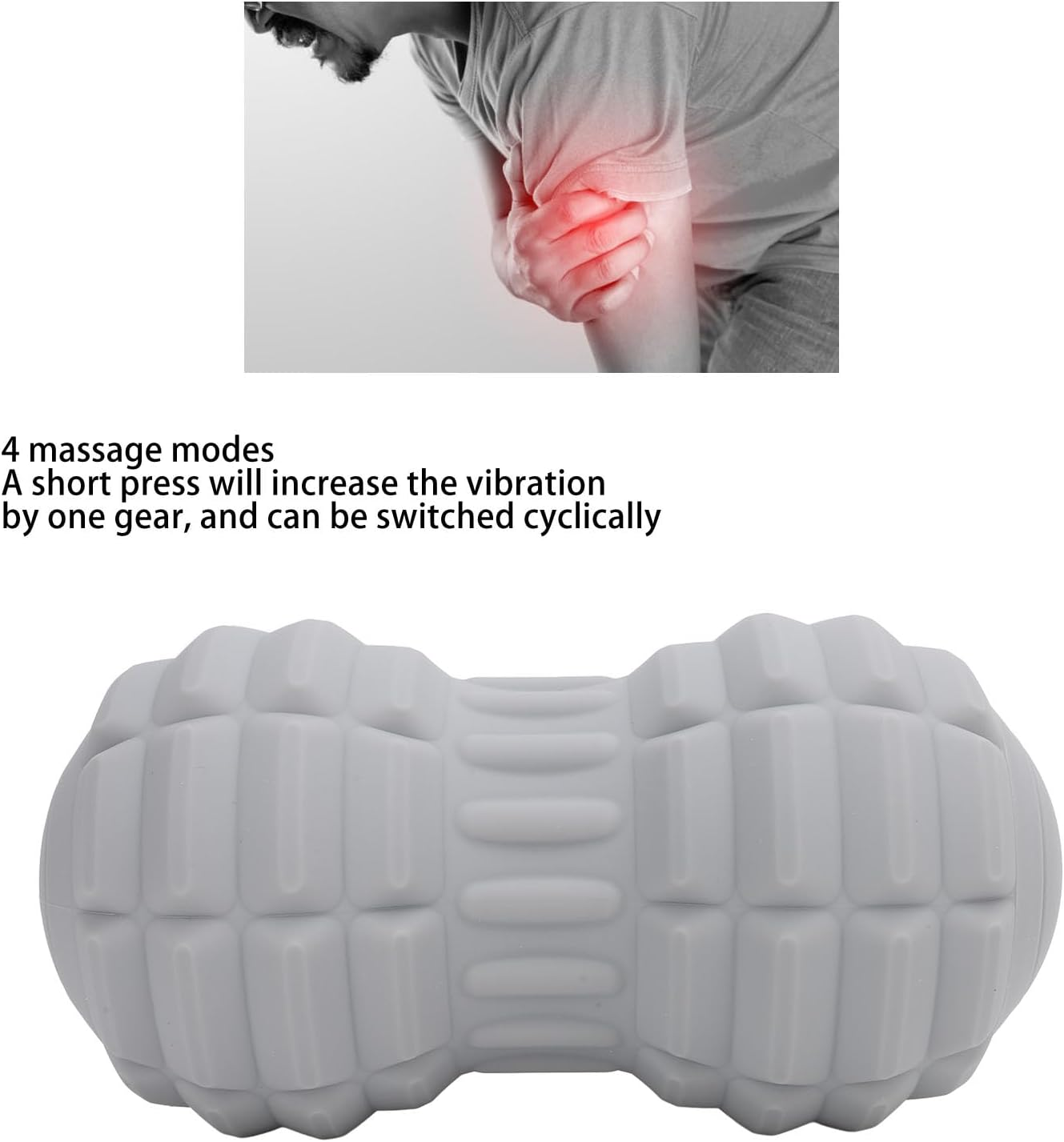 Vibrating Massage Ball, Foot and Body Portable Massage Roller with 4 Vibrating Speeds, 1500Mah Battery, Deep Tissue Pain Relief (Grey) image number 5