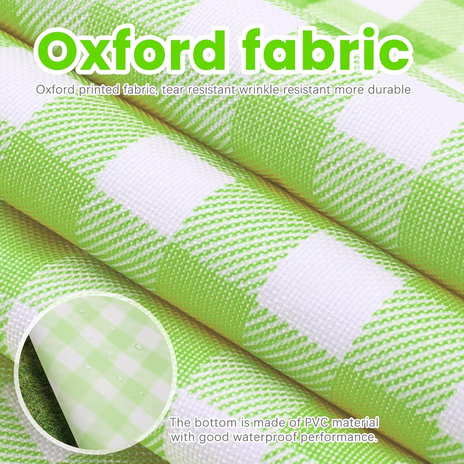 ONMELON Folding Picnic Mat, Sandproof Waterproof Camping Portable Beach Mat, Lightweight Outdoor Family Park (Green, 60"X80") image number 6