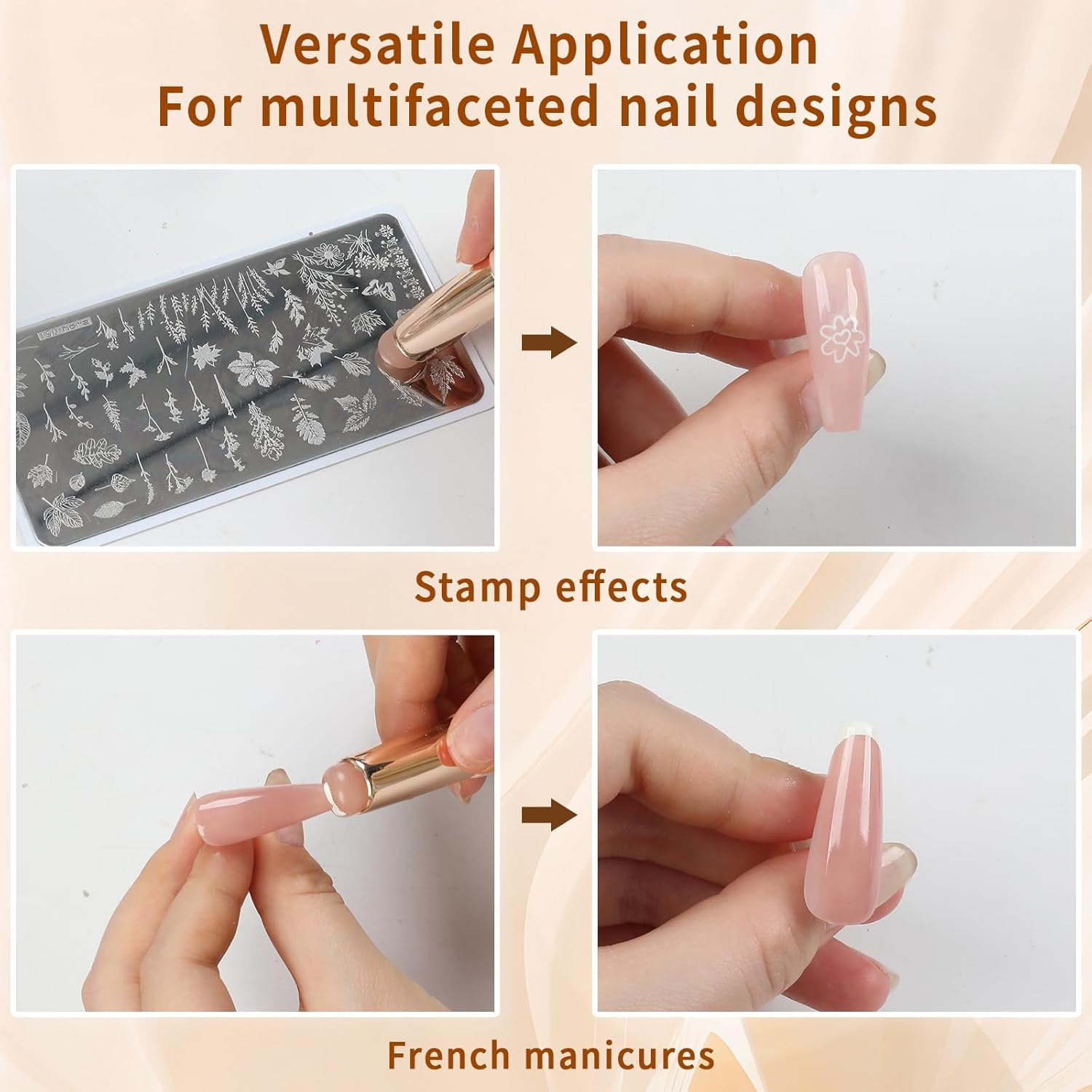 BQAN Nail Art Stamp Pen, Silicone Nail Art Tools for French, Ombre, Chrome Nail Design, Nail Stamping Manicure Tool 3Pcs image number 1