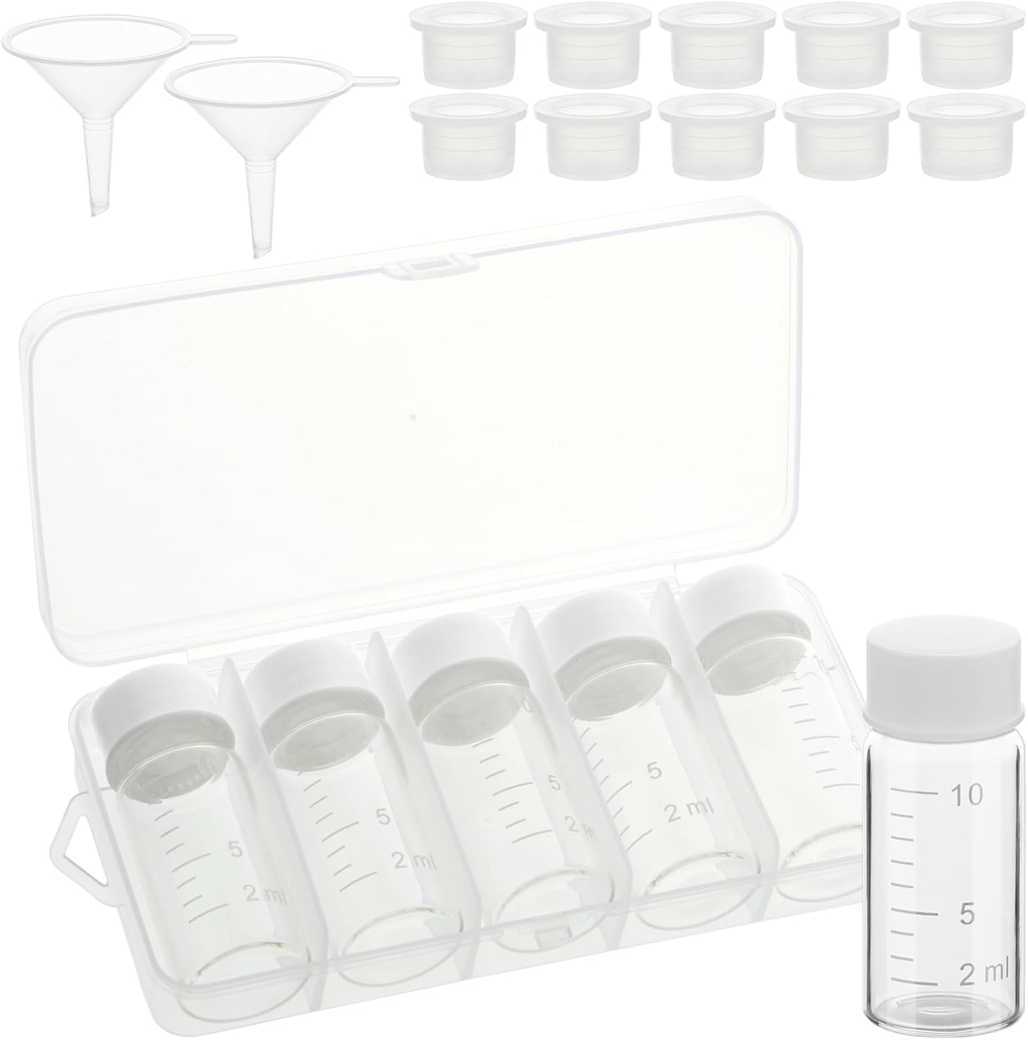 AIHSUMC 5 Pcs Liquid Medicine Travel Container, Scale Glass Liquid Medicine Bottles Travel Size Liquid Medicine Dispenser with Leak-Proof Plug Single Dose Medicine Bottles Containers (Clear, 10Ml) image number 3