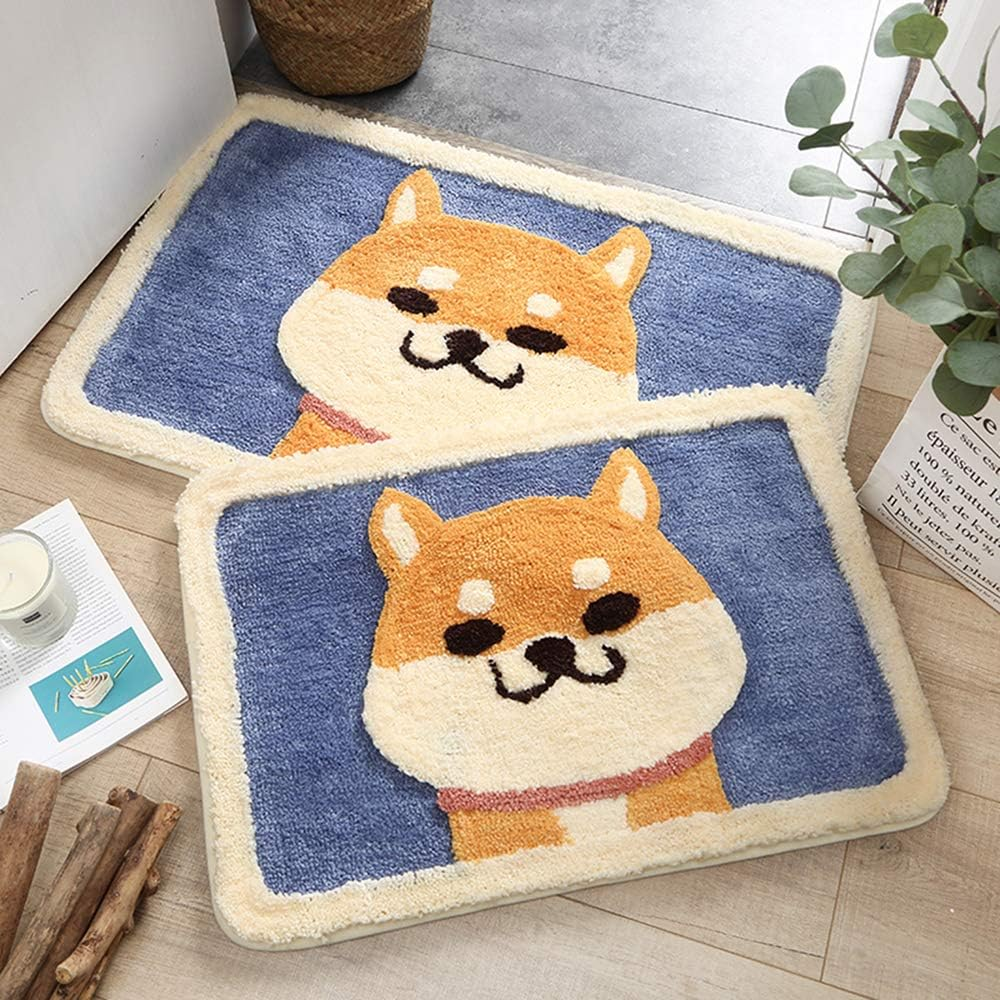 Ankah Bath Mat Cute Shower Rug, Luxury Shaggy High Absorbent and anti Slip, Machine Washable Fit for Bathtub, Shower and Bath Room, 18" X 26", Cute Dog image number 2
