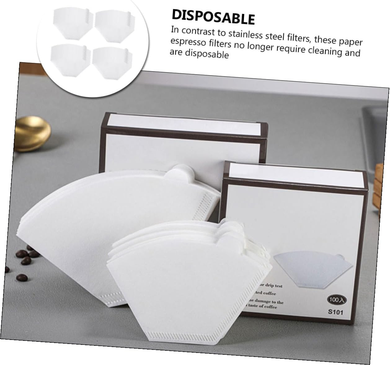 GRIRIW 200Pcs Disposable Cone Coffee Filter Papers for Espresso and Drip Coffee Unbleached Stackable Design Compatible with Machines Fast Brewing and Flavor-Preserving for Office and Home image number 5