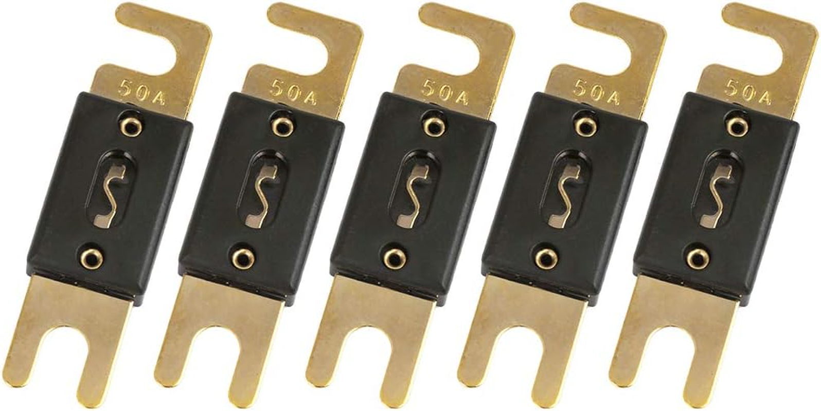 X AUTOHAUX 5 Pcs ANL Fuses 50 Amp Gold Tone Plated Fuse for Car Audio System image number 3