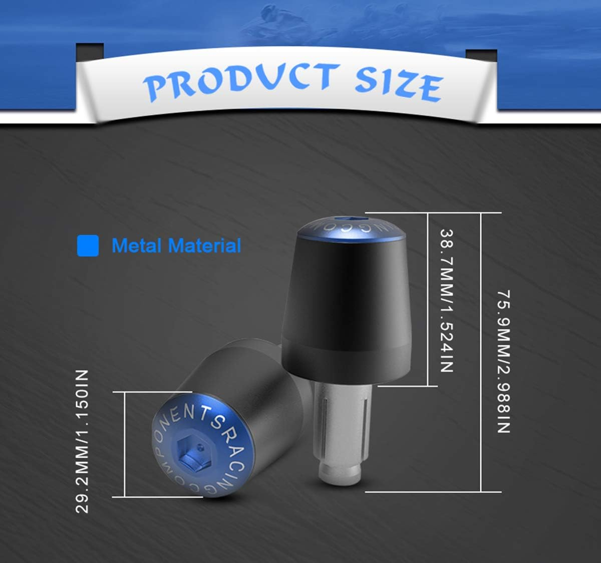 7/8" 22Mm CNC Alu Motorcycle Handlebar Grips Ends Caps Ends Caps Compatible with Ninja 400 650 1000SX ZX6R ZX9R ZX10R ZX12R ZX14R ER6F ER6N Black image number 4