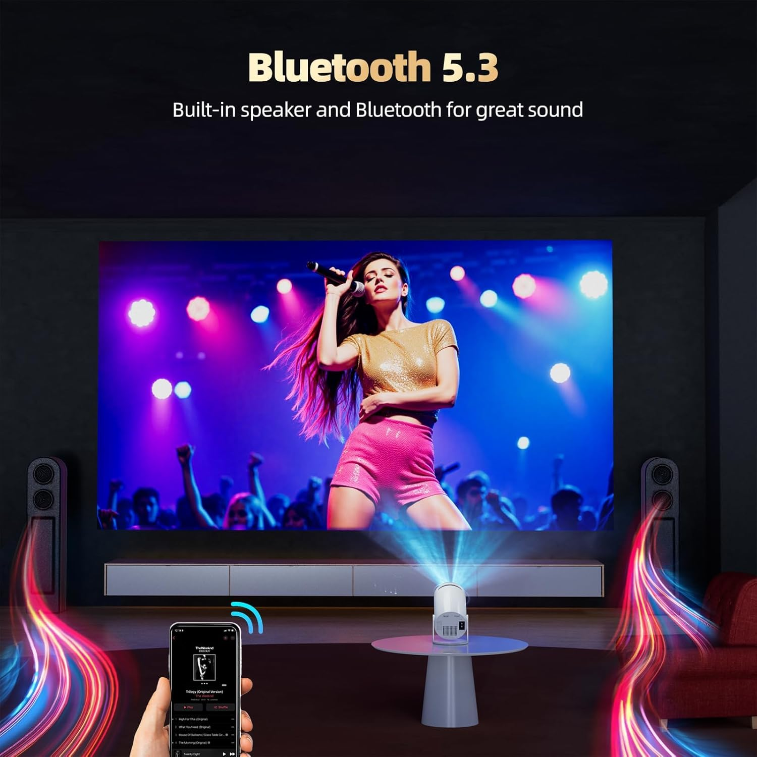 [Netflix Official] Mini Projector with Wifi 6 and Bluetooth, Full HD 4K Support Portable Projector with Automatic Vertical Keystone Correction 270&deg; Rotation and Android 11.0 image number 5