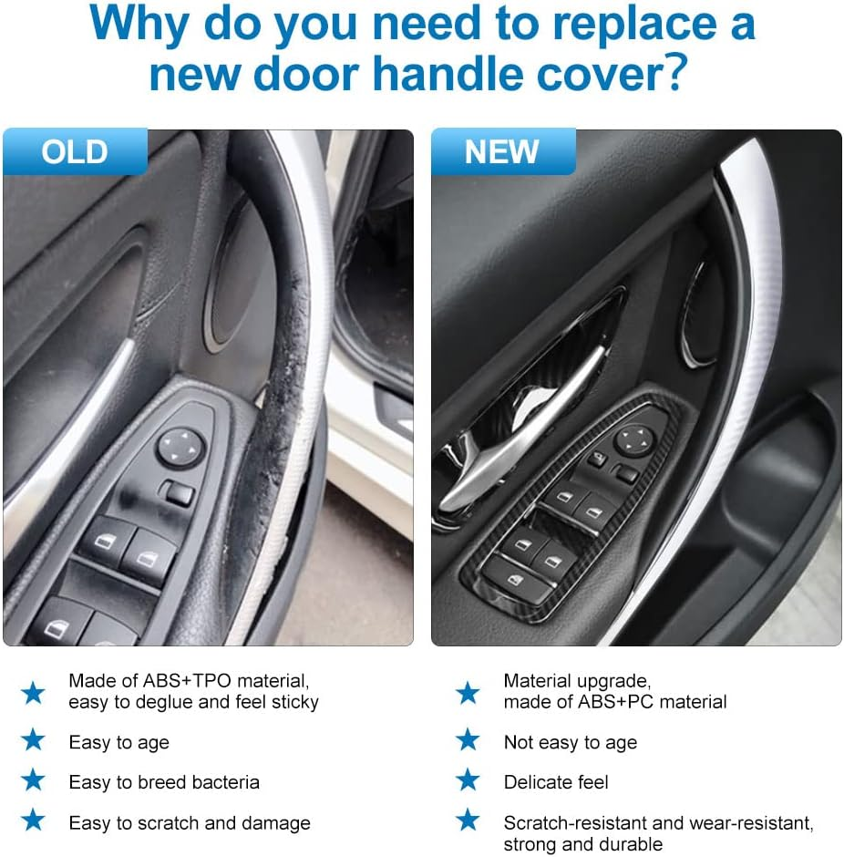 JDMON Replacement for Door Pull Handle Covers BMW X5 Series F15/F85 2014 2015 2016 2017 2018, X6 Series F16/F86 2015 2016 2017 2018 Interior Door Grab Handle Covers (ABS) image number 3