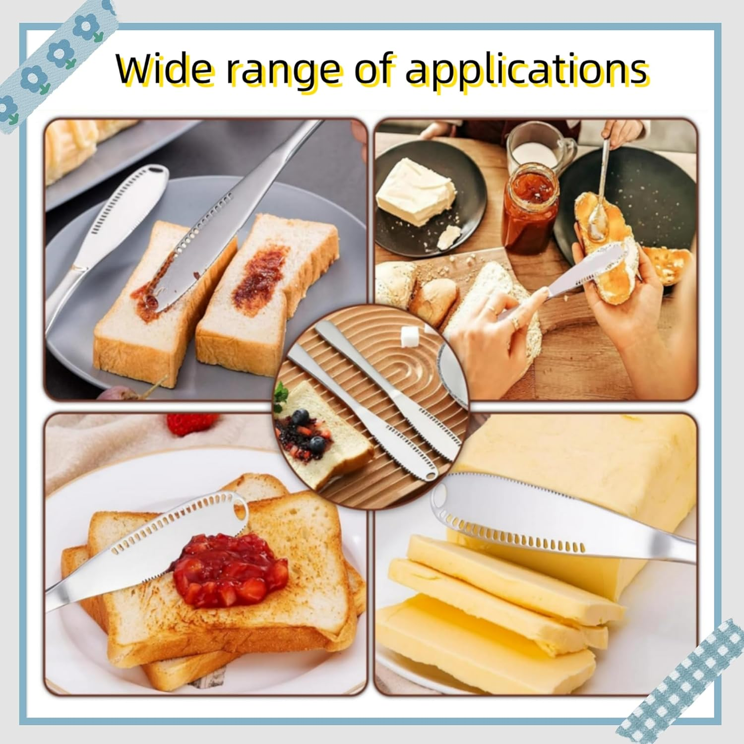 2 PCS Stainless Steel Butter Spreader Knife with Serrated Edge,3 in 1 Kitchen Gadgets Multi-Function Butter Spreader and Grater with Serrated Edge for Butter Cheese Jams Jelly image number 4