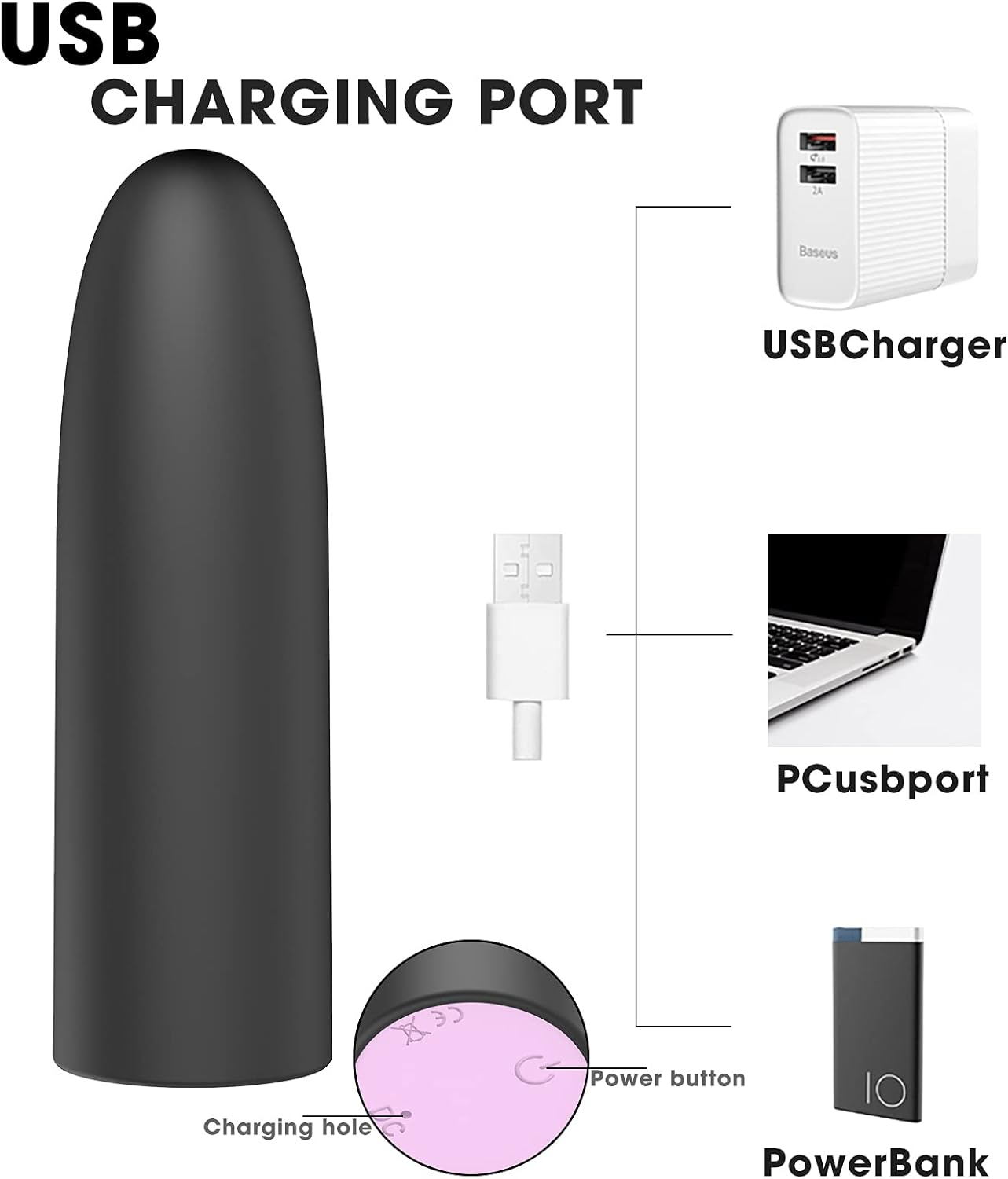 SIDED Multi-Frequency One Side Flathead and Other Side Pointed Mini Bullet Toy Rechargable and Waterproof Pocket Toy Length 7.5Cm and Width 2.2Cm